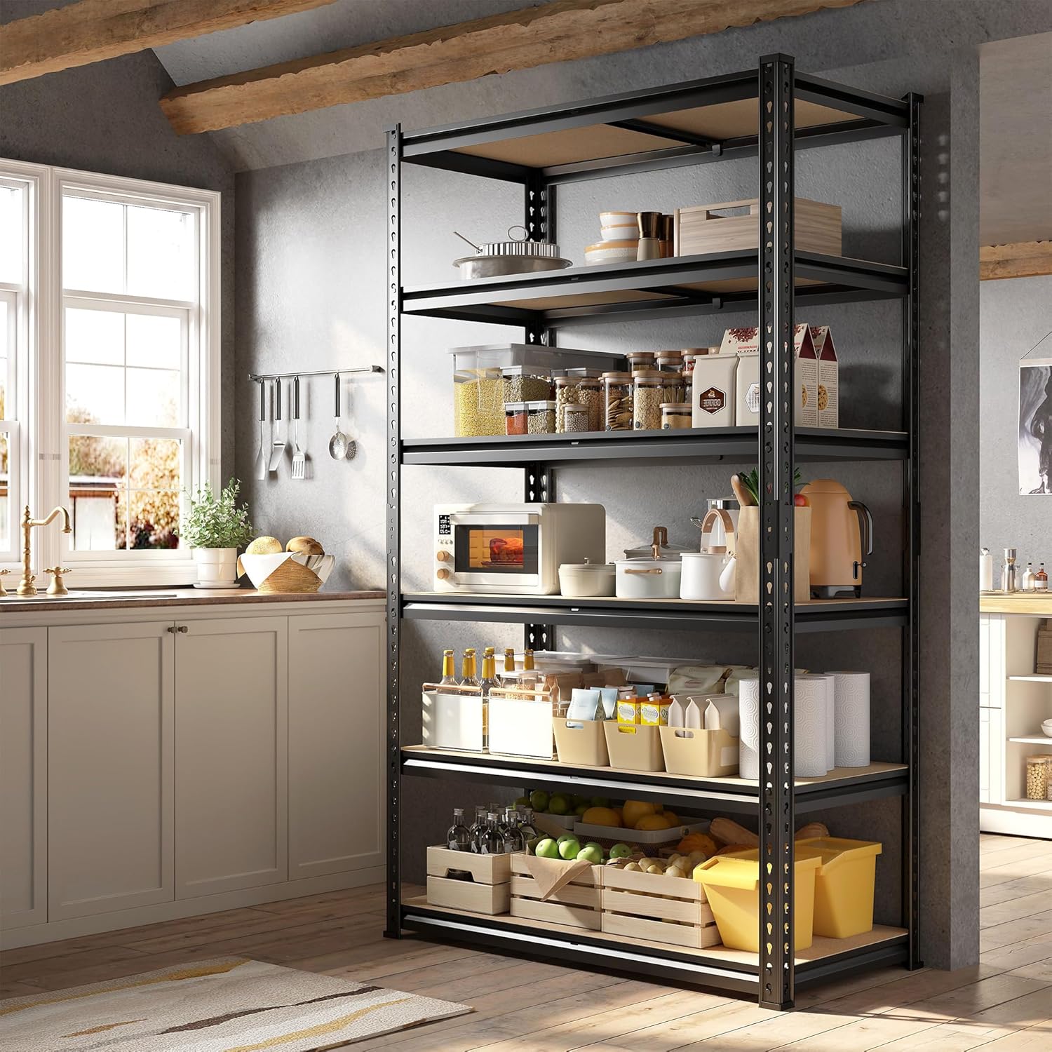 Estantería de metal de 78 pulgadas de alto, estantería de garaje de 6 niveles, estantes de almacenamiento ajustables de 2400 libras, estantes de