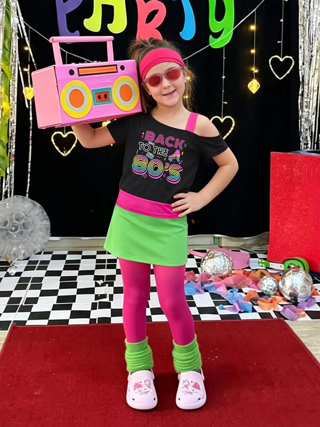 80s Outfit for Girls The Shoulder Tshirts 90s Party Themed Costume