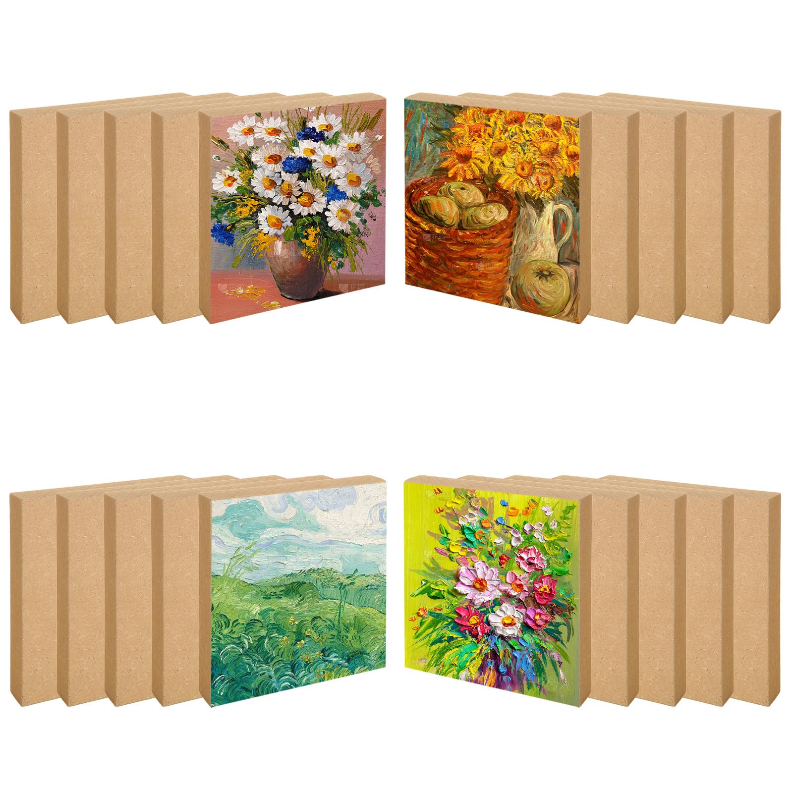 Peinture sur bois sans déformation grâce aux panneaux carrés MDF brut - Lot 20