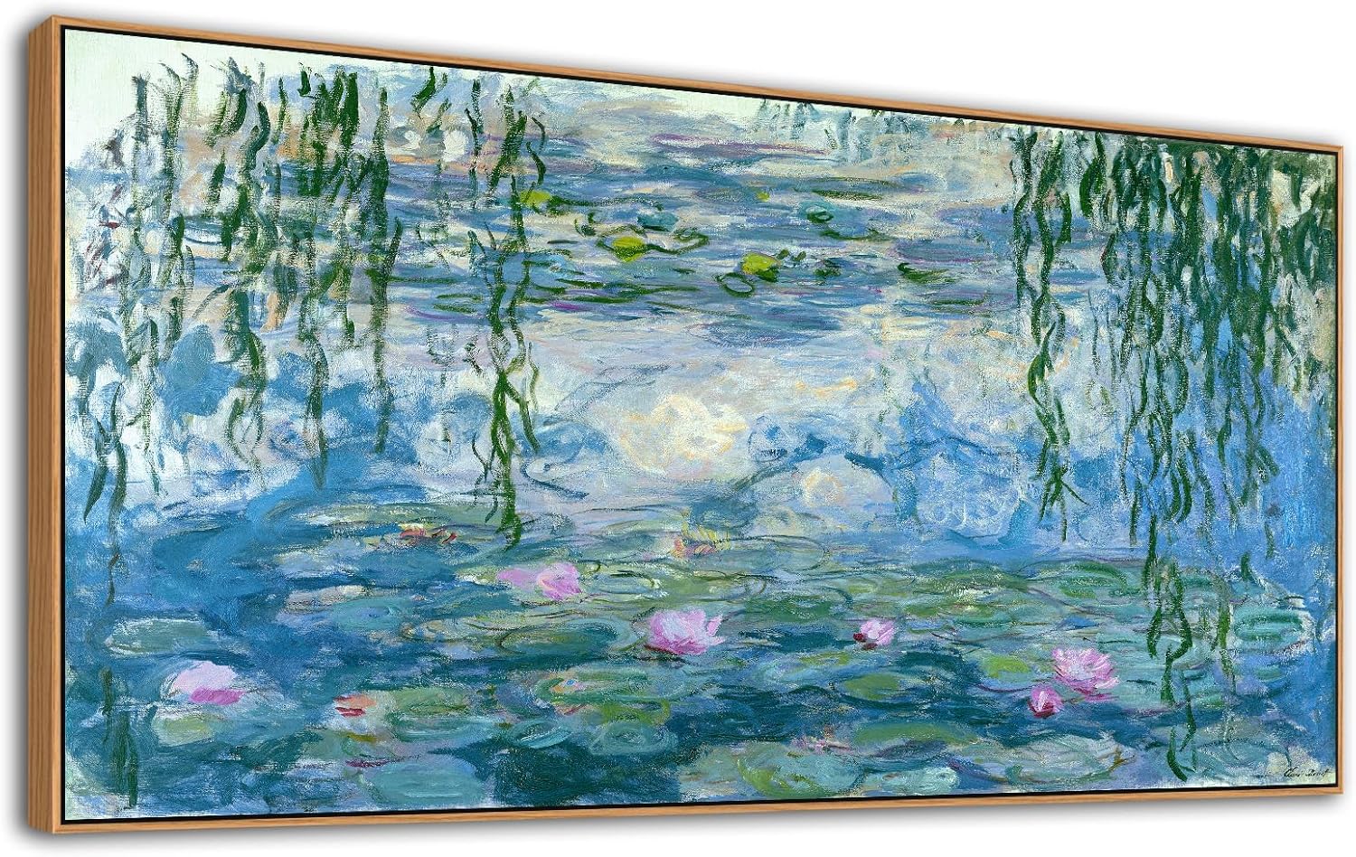 tigeridge Water Lilies Framed Wall Art - Claude Monet Floral Painting Masterpiece Reproduction Abstract Canvas Pictures Prints Artworks Large Art Decor Aesthetic for Bedroom Bathroom Office 29 x 58