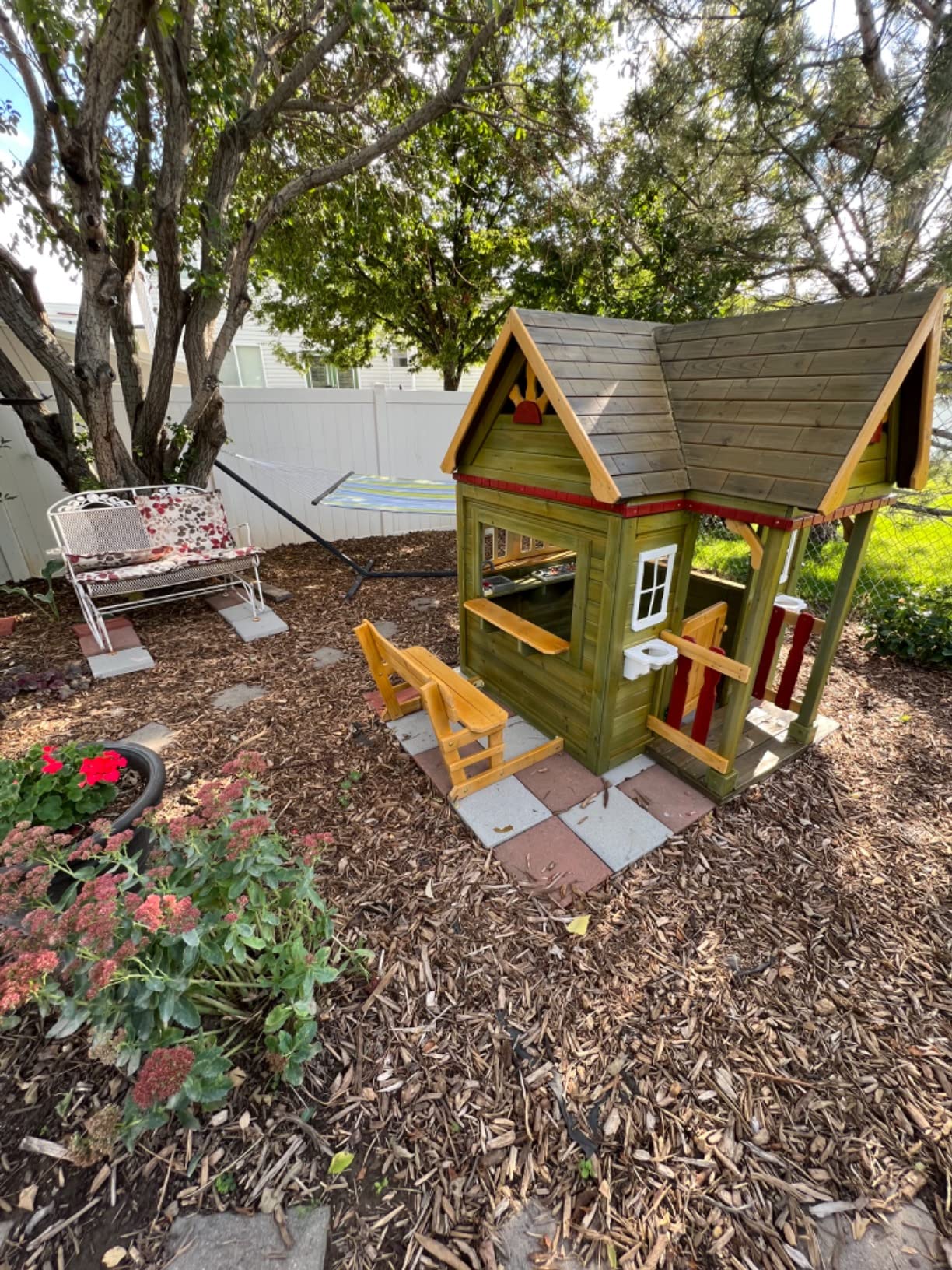 49/mo Finance Backyard Discovery Victorian Inn All Cedar Outdoor Wooden Playhouse, Perfect