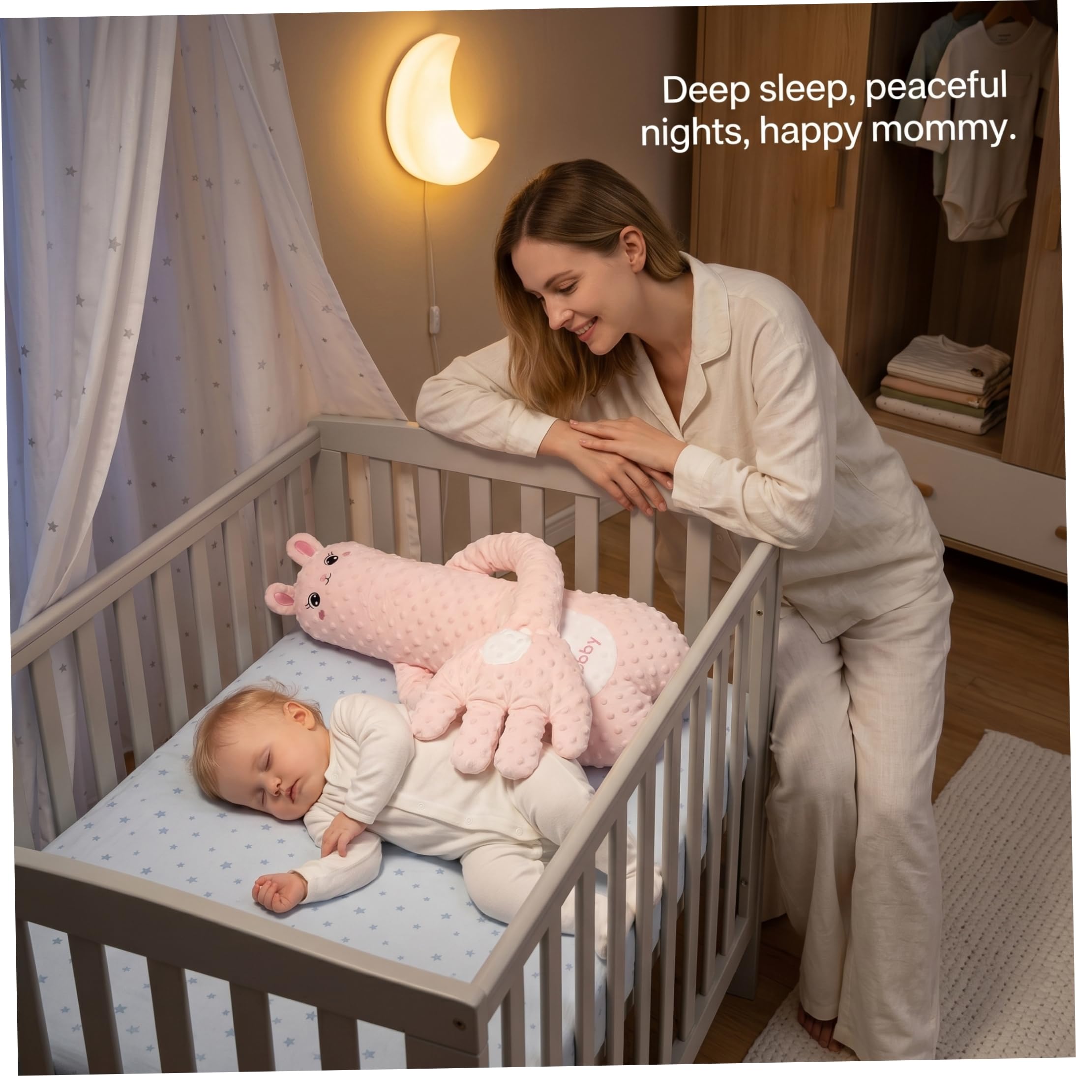 Almohada para acariciar al bebé, juguete de felpa inteligente para acariciar al bebé con felpa rellena extraíble doble para mayor comodidad durante el sueño