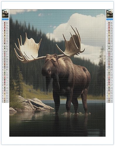 5D DIY Diamond Painting Kits Colorful Animals Full Drill,Diamond Painting Kits Art,Animals Diamond Art, Moose in The Sun Diamond Painting Craft for