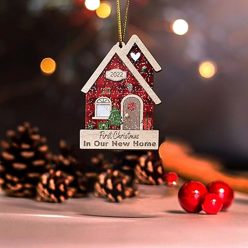 Miniatura 6 de V VIBEPY Adorno impreso para el hogar primer adorno de Navidad adorno de casa nueva adorno de árbol de Navidad adorno de madera de 35 pulgadas 2