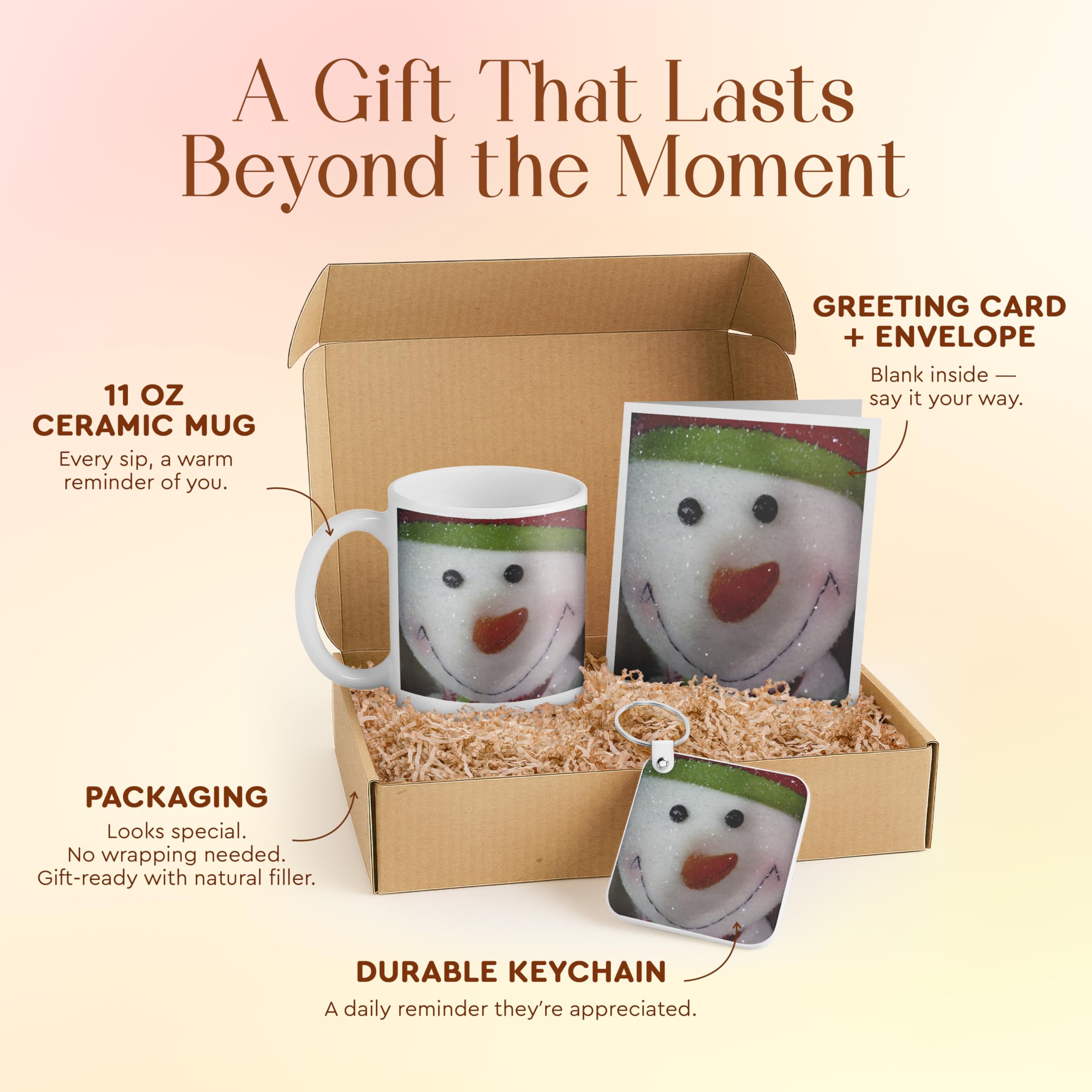 3dRose Happy Snowman Gift Set – Mug, Keychain, and Card – Festive Christmas Gifts for Kids – Perfect for Winter Holidays
