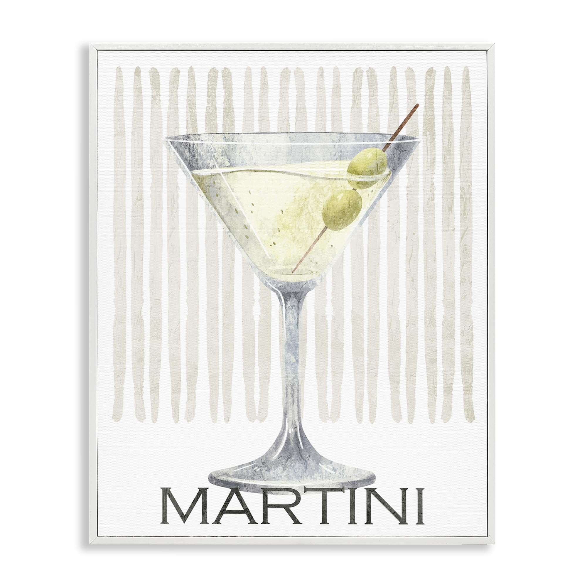 Stupell Industries Coastal White (Textured) 'Subtle Martini Drink'| Framed Giclee Art