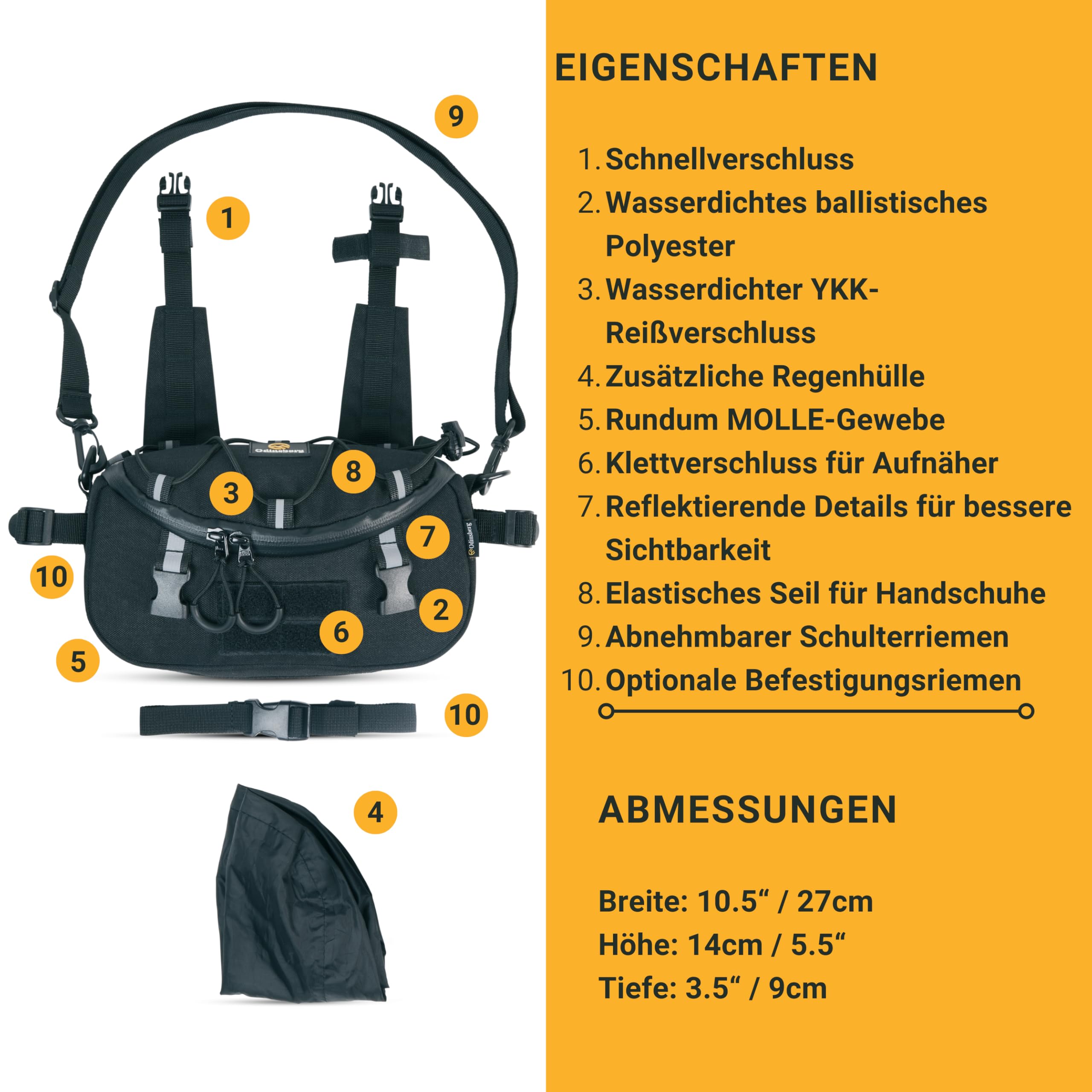 Odinsberg 3L Multifunktionale wasserdichte Lenkertasche Motorrad Lenkertasche Fahrrad Ebike Gepäckrolle Motorrad Tasche Werkzeugtasche Gabeltasche Handlebar Bag Lenkradtasche Fahrradtasche Lenker