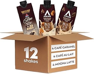 Coffee Lovers Protein Shake Variety Pack, Mocha Latte, Café Caramel and Café au Lait Flavored Protein Shakes, 15g Protein, 3g Fiber, GLP-1 Friendly, 12 Count