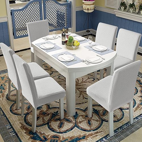 Miniatura 2 de Genina Juego de 4 fundas impermeables para sillas de comedor Parson, fundas para sillas de comedor, color blanco