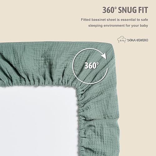 Miniatura 4 de Juego de 2 sábanas de muselina para moisés, sábanas ajustables para moisés, sábanas de moisés para moisés de bebé, sábanas ovaladas rectangulares