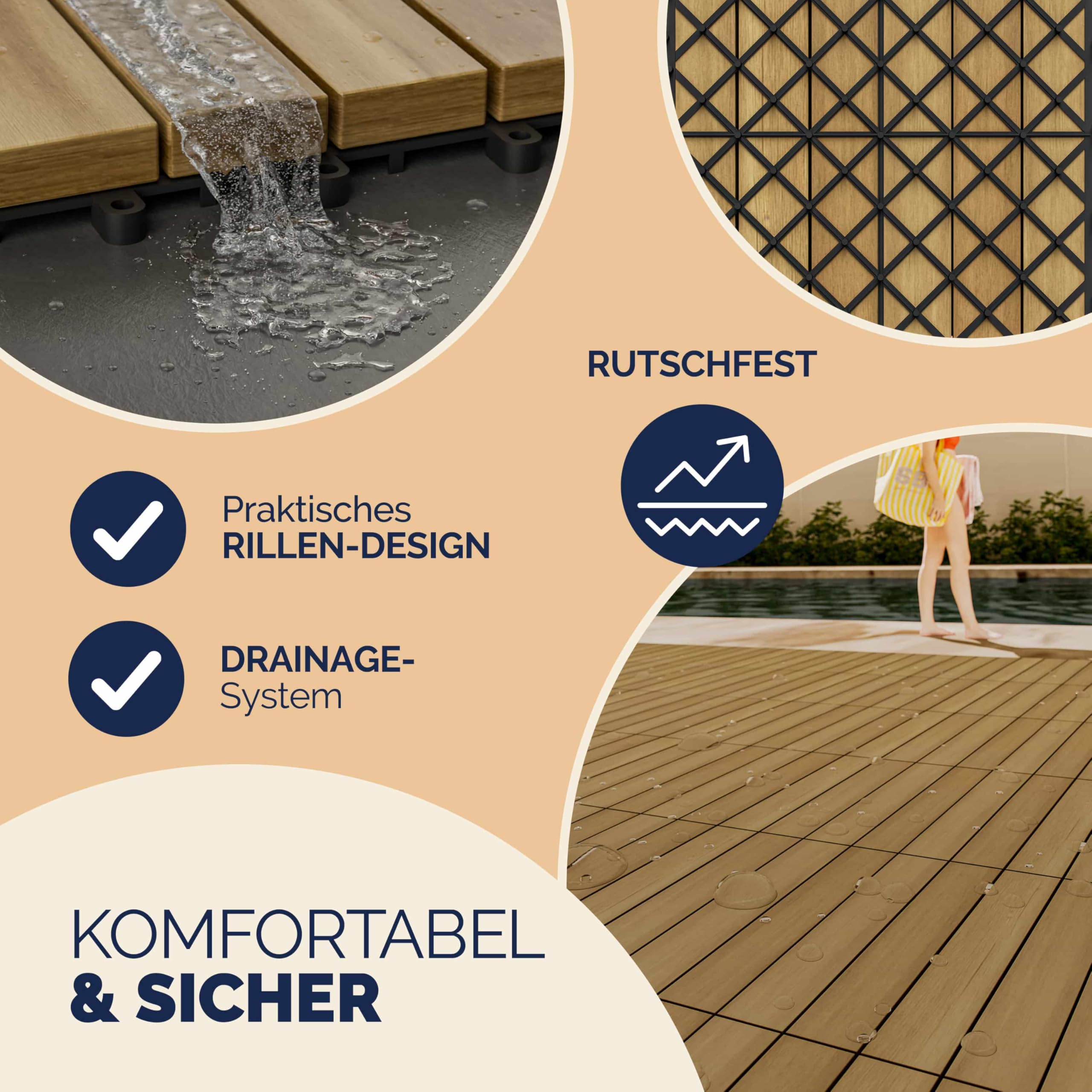 Casaria 11x Baldosas de Madera de Eucalipto 30x30cm 1m² Certificado FSC® Losetas Jardín Terraza Balcón