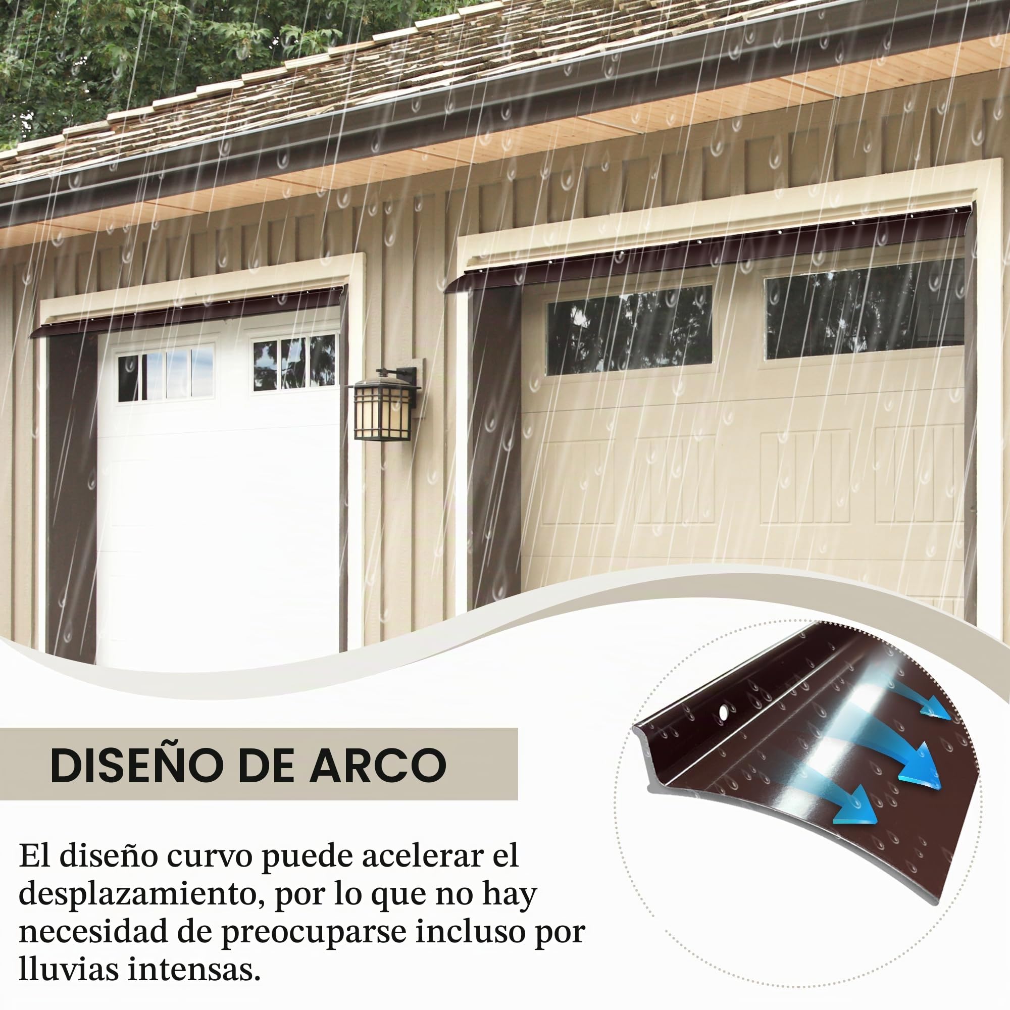 Deflector de lluvia de aluminio anodizado marrón para puerta y ventana, fácil de instalar, desviador de lluvia sobre puerta, 2 piezas de 40 pulgadas