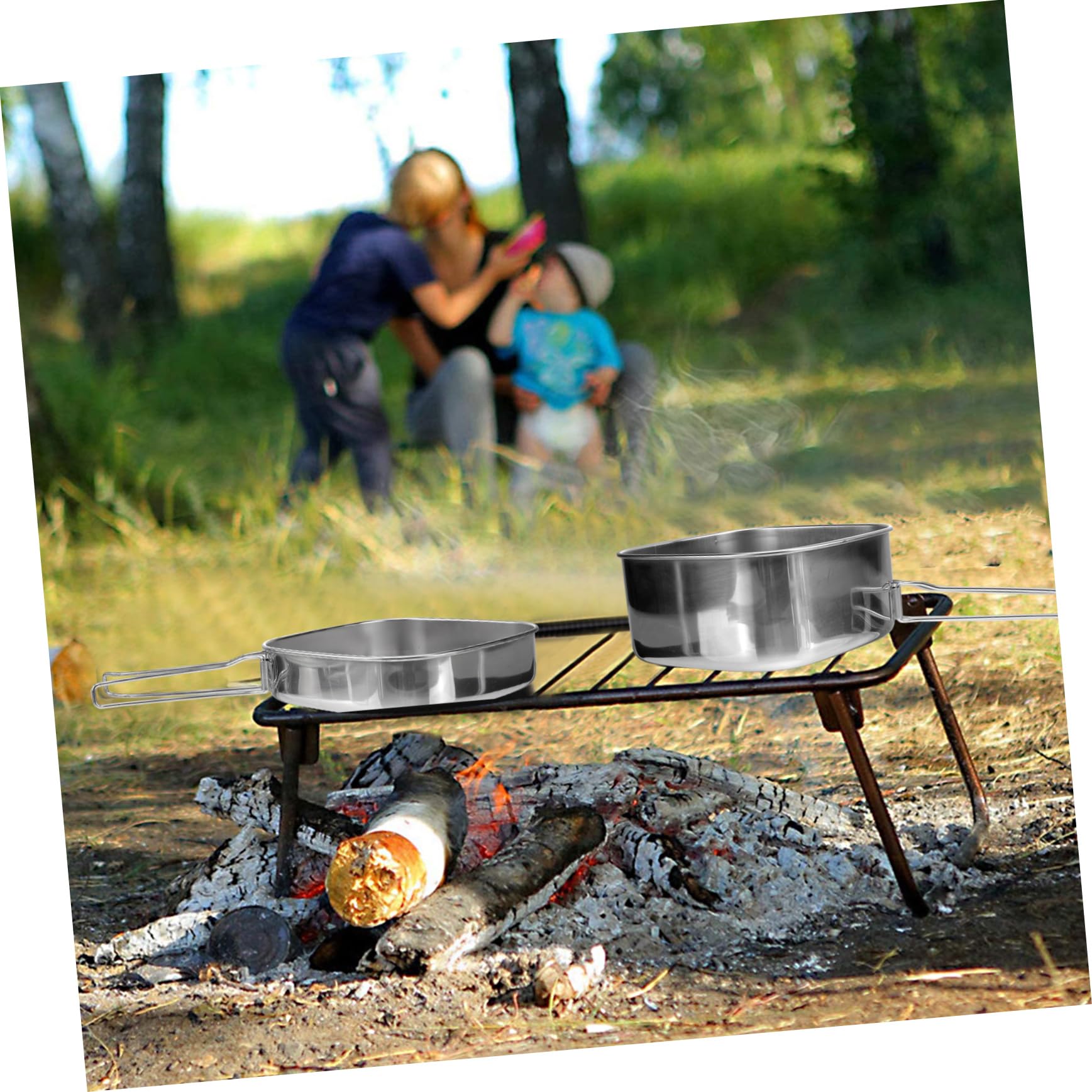 Batterie Cuisine En Acier Inoxydable Multifonction 6 Pièces Pour Camping 3-4 Personnes Poêle Et Casserole Pliables Poignet Isolation Thermique Ensemble Barbecue Randonnée Camping