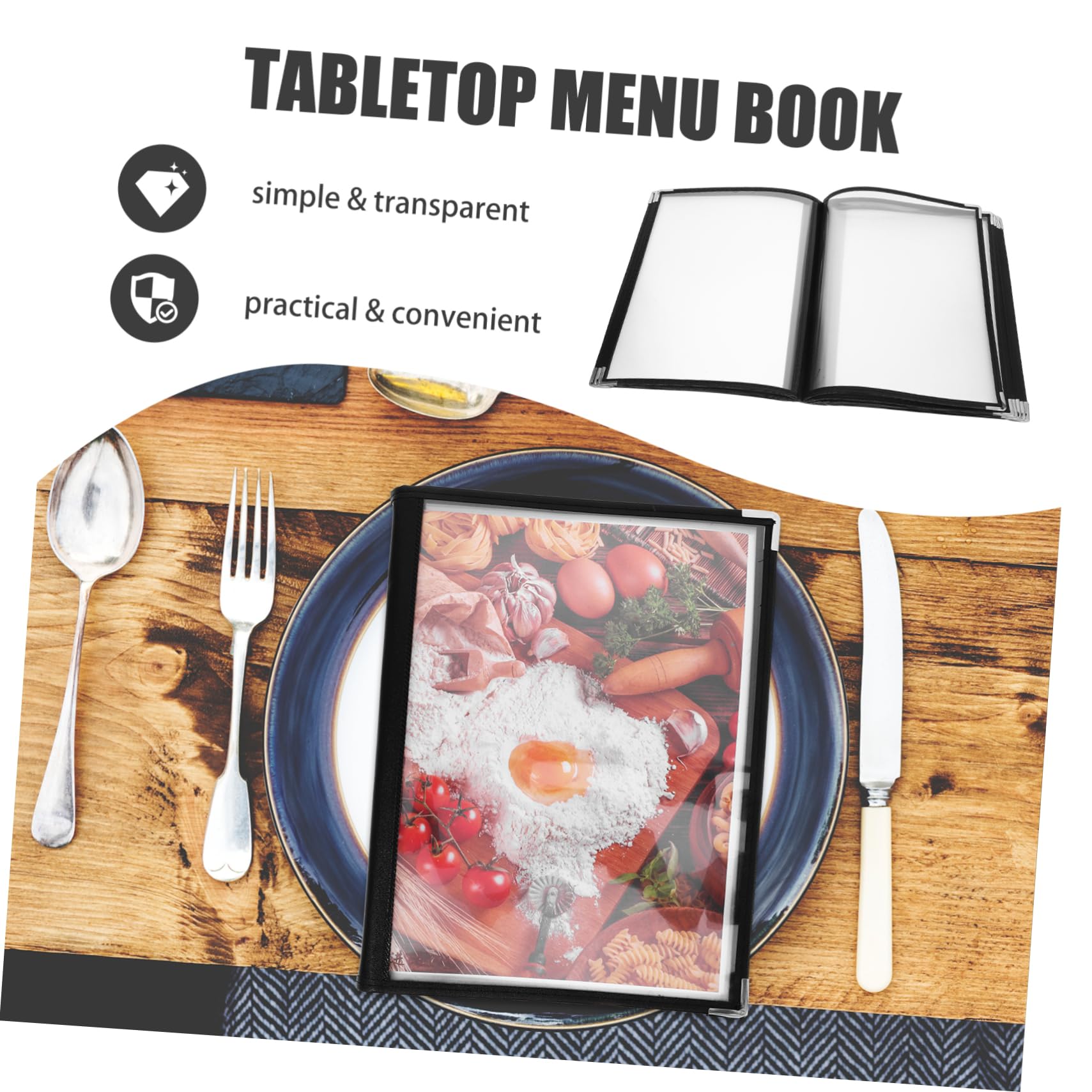 GLEAVI Cubiertas De Menú Transparentes De Pvc Con Para Restaurantes Bares y Cafés y Elegantes Diseño De Esquinas Para Protección