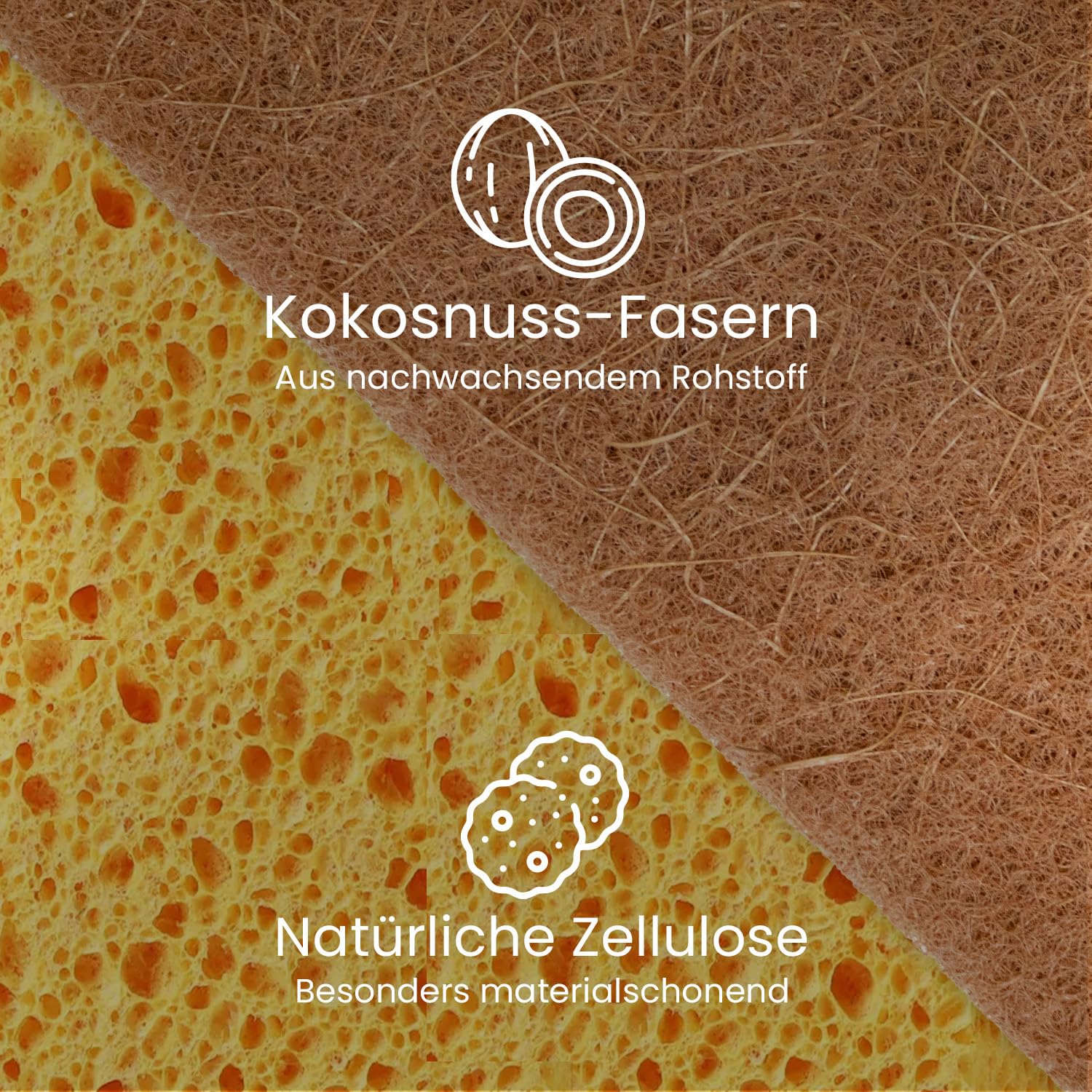 BiOHY Lot de 9 éponges à vaisselle en coco | Éponge écologique durable pour la cuisine et la maison | Éponge de cuisine à faible odeur | Réutilisable et biodégradable | Éponges en fibre de noix de