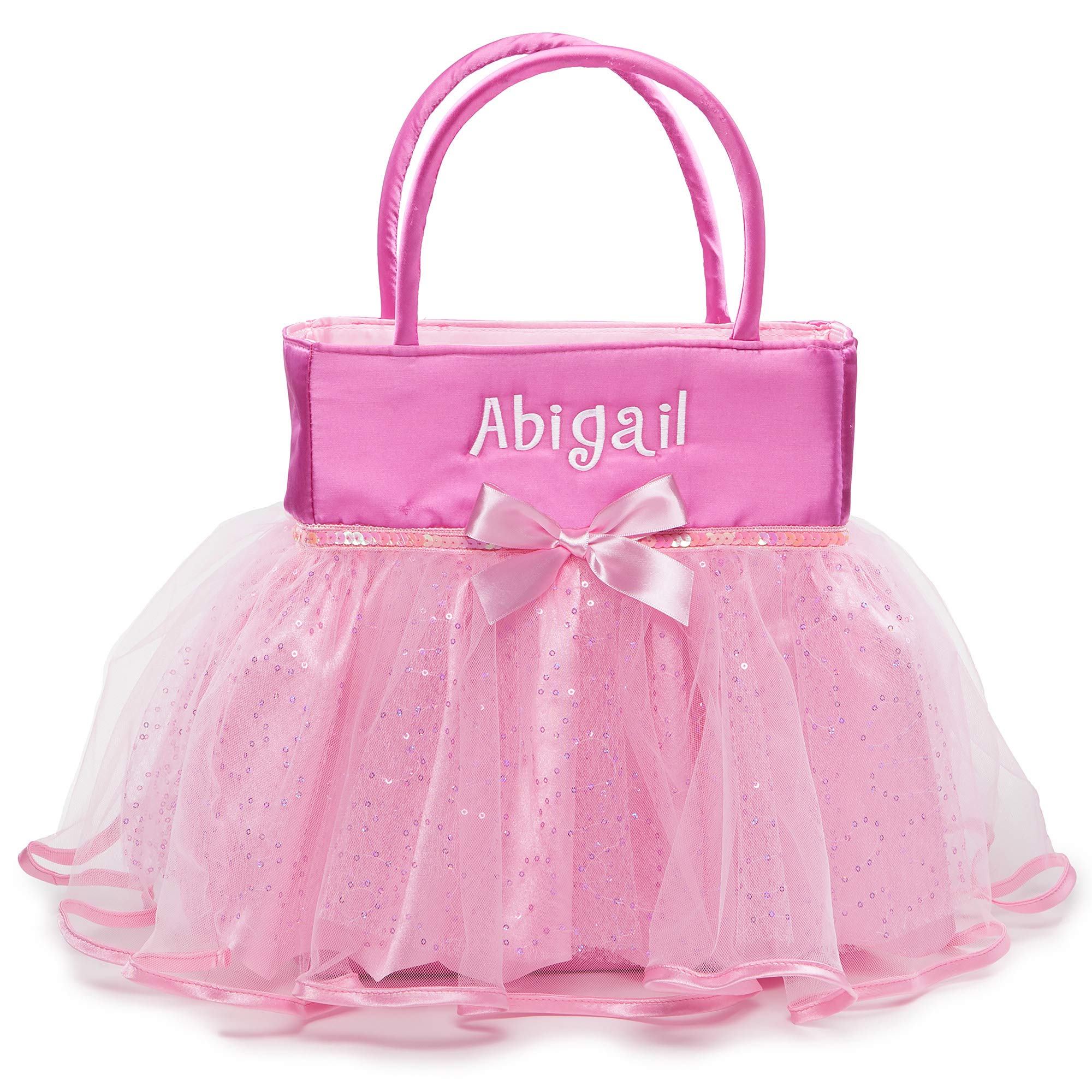 Personalized Tutu Bucket Bag with Custom Name | Pink Candy Bag with Handle | Soft Egg Basket for Kids | Customized Easter Basket | Great for Book and Toy Storage