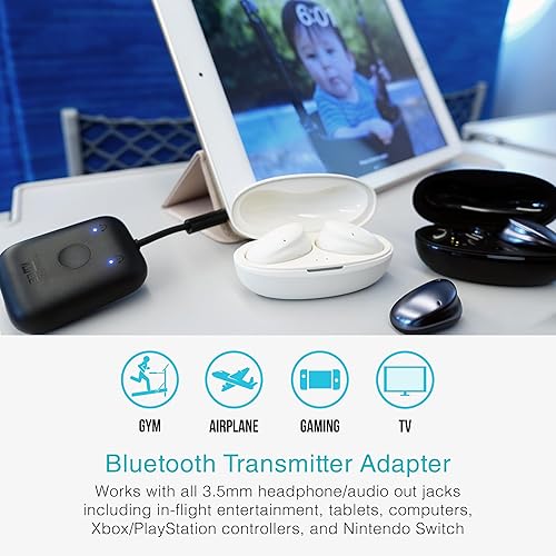 Miniatura 3 de MEE audio Connect Air (2 PAQUETE) adaptador de transmisor de audio Bluetooth inalámbrico para vuelos con hasta 2 AirPods/otros auriculares; Funciona