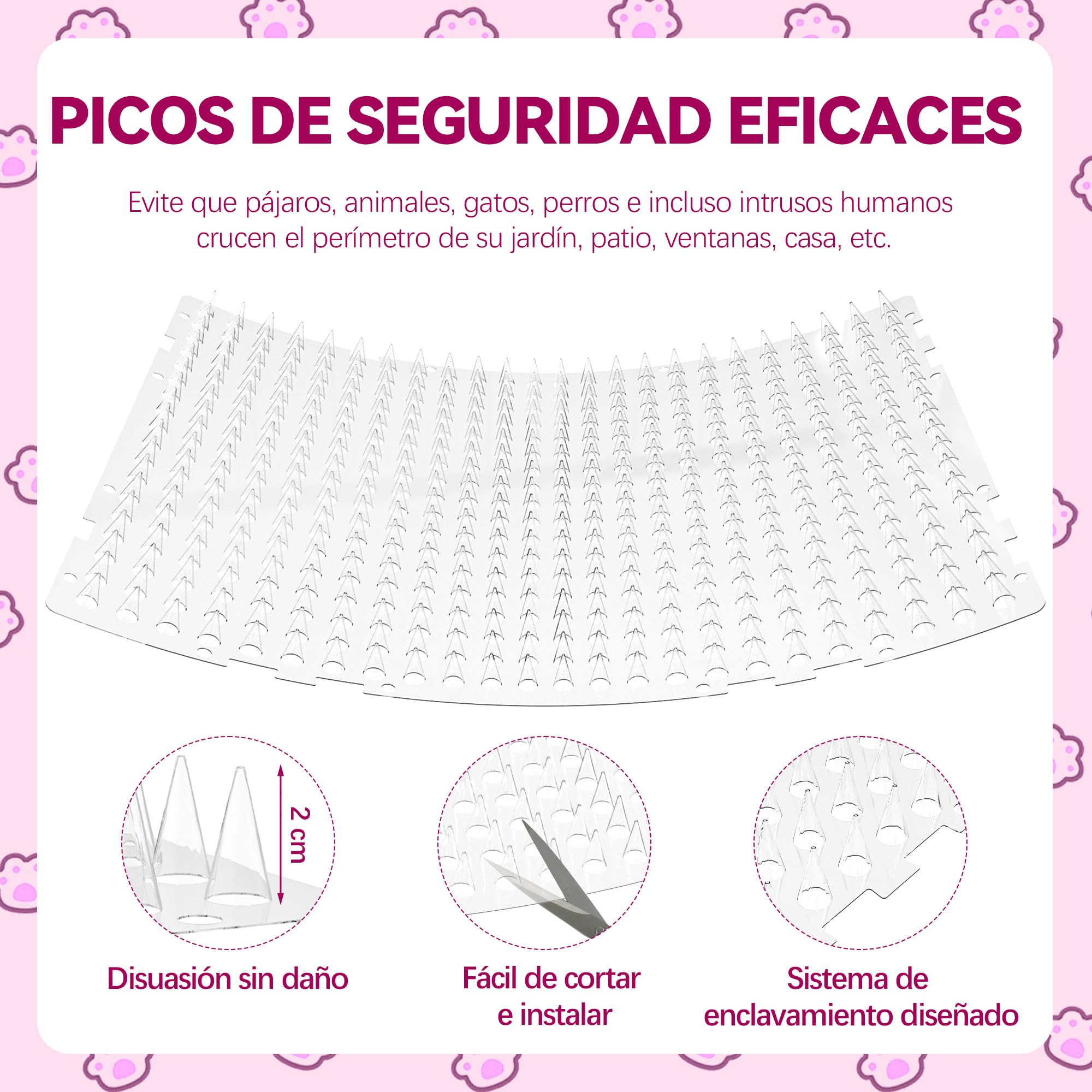 Anti Gatos Juego de 16 Rejillas Pinchos para Gatos: Duradera para Uso en Interiores y Exteriores para jardín, parterres y repisas de balcón