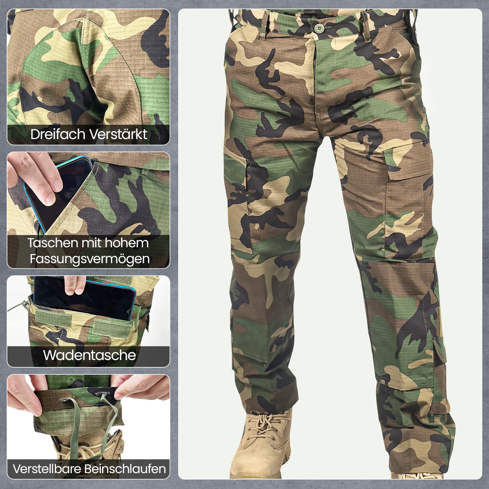 Tactical Military Camo BDU Uniform Set für Männer Kampfhemd und Hosen Ripstop Kleidung für Outdoor Jagd Airsoft Paintball