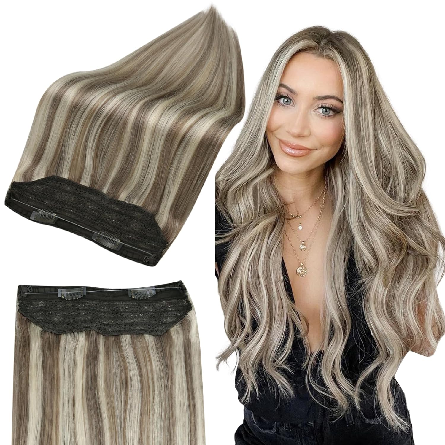 Full Shine Wire Hair Extensions Blonde 18 inch Invisible