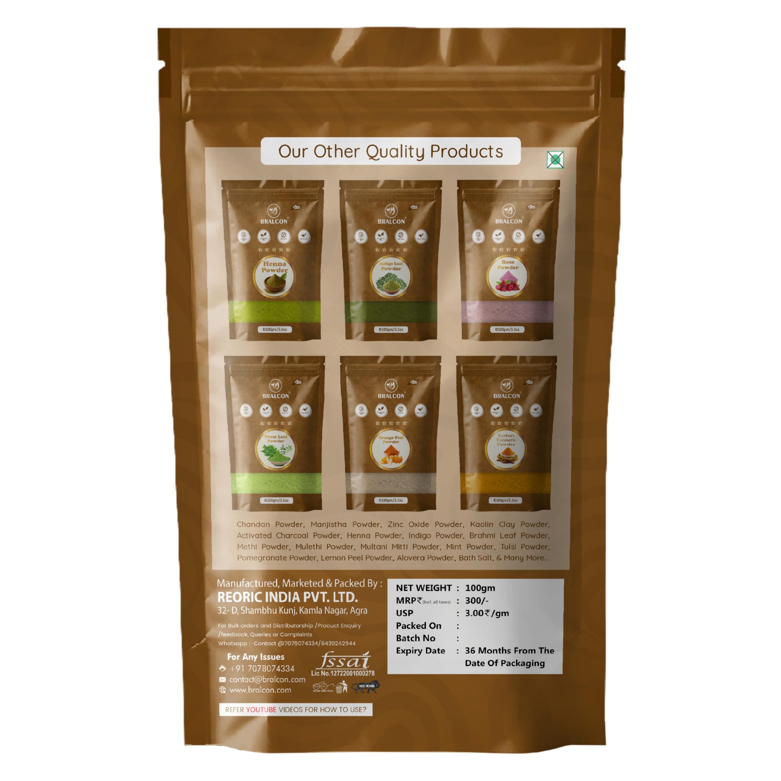 BRALCON Methi Powder, Neem Leaf, Reetha Combo, Natural Hair Care, Chemical Free, 100gm Each, 3 Pack, Powder Form for Adults 2