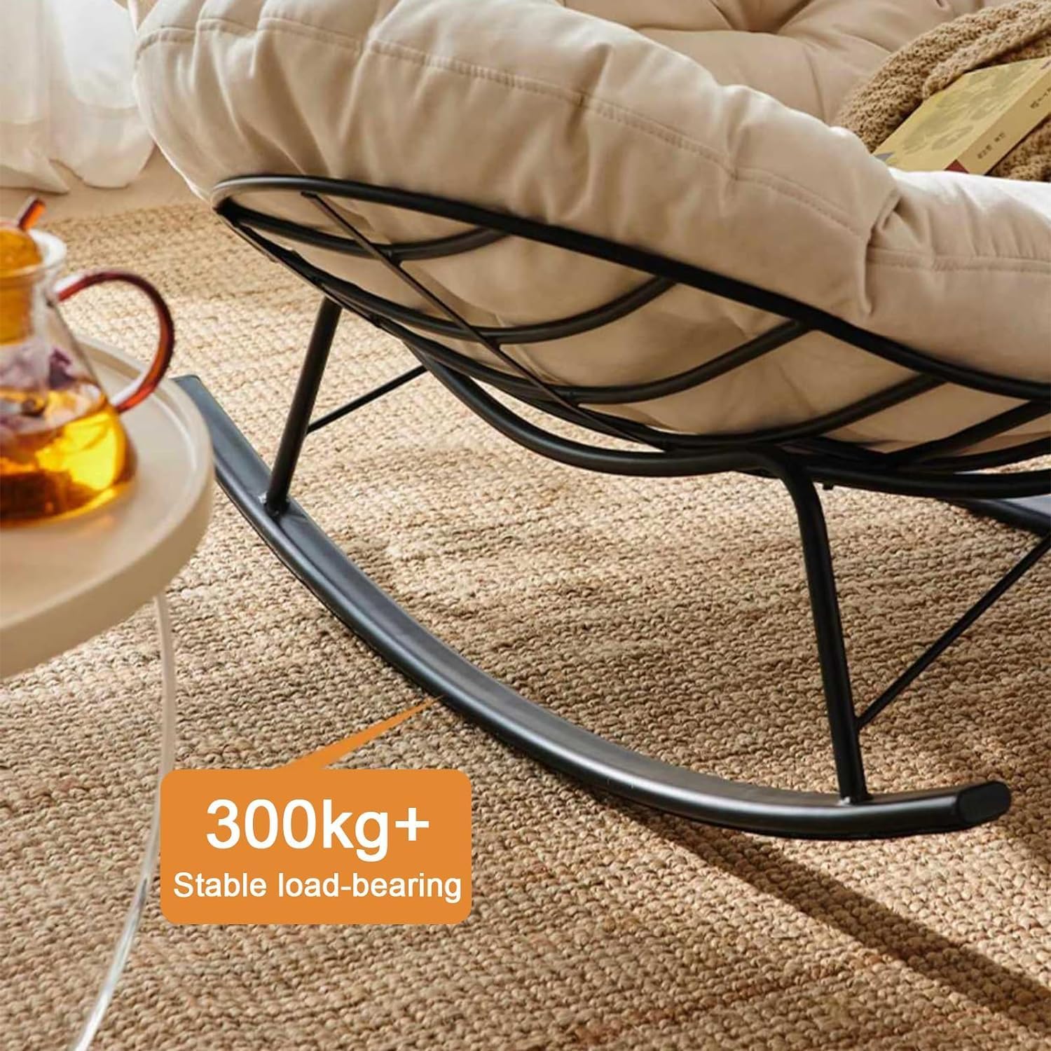 Modern High Back Upholstered Rocking Chair - Comfortable Indoor Side Chair for Living Room, Bedroom, Patio & Backyard - Stylish Furniture for Relaxation and Comfort