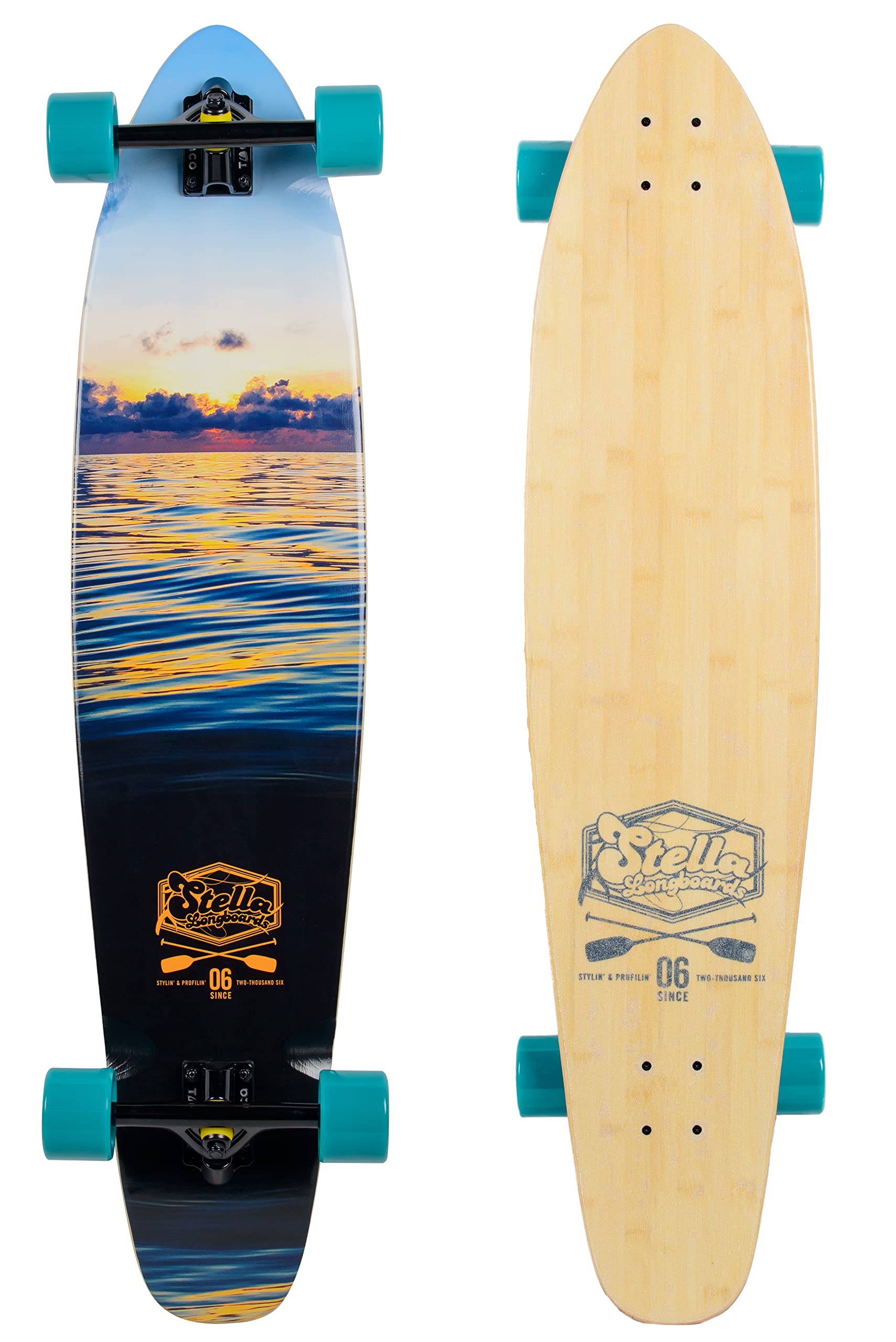 Stella 42” Kicktail Bamboo Stay Glassy Longboard Complete