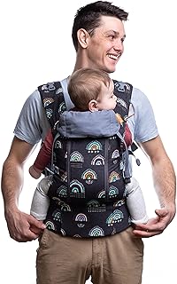 Beco 8 Babytrage Neugeborene ab Geburt bis Kleinkind - Hybrid Baby Trage mit verstellbarem Sitz - Babytrage ab Geburt - Ergonomischer Baby Tragegurt & Baby Carrier - 3-20 kg (Boho Regenbogen)