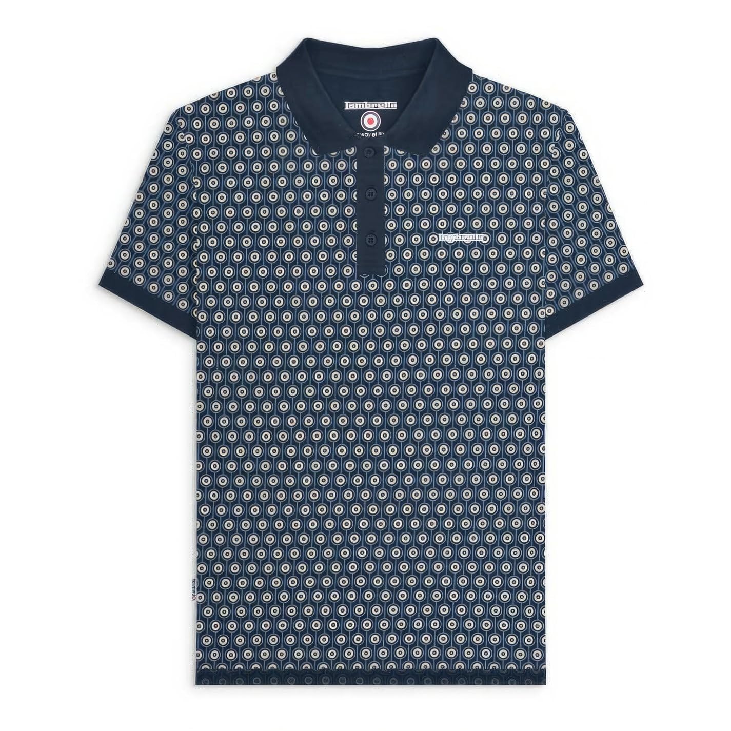 Lambretta Men's Navy/Silver Geo Polo M