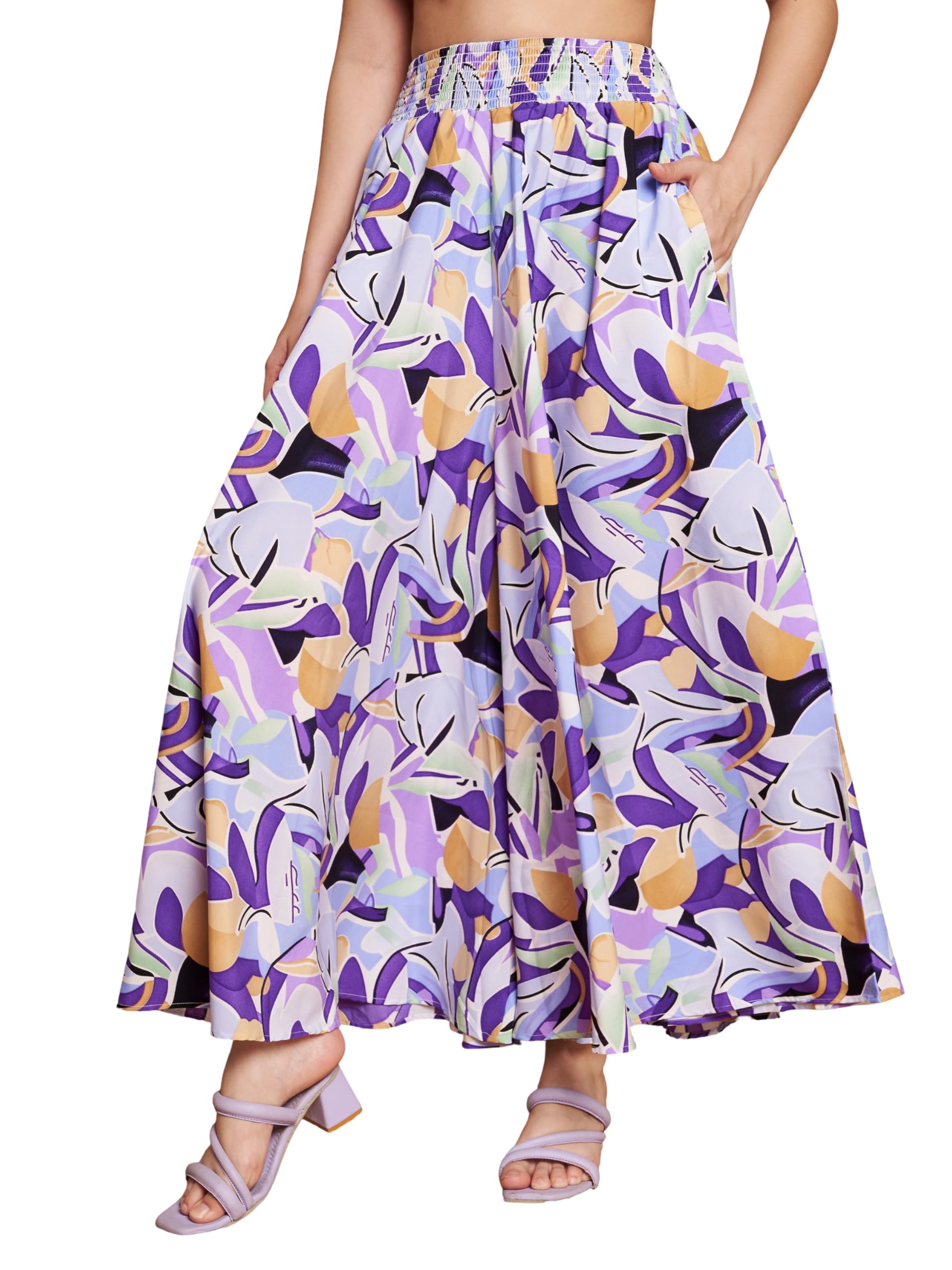 otabu | Palazzo for Women | Trendy Printed High-Rise Palazzo Pants | Graceful Flare Design | Versatile Casual & Festive Styling-picture-7