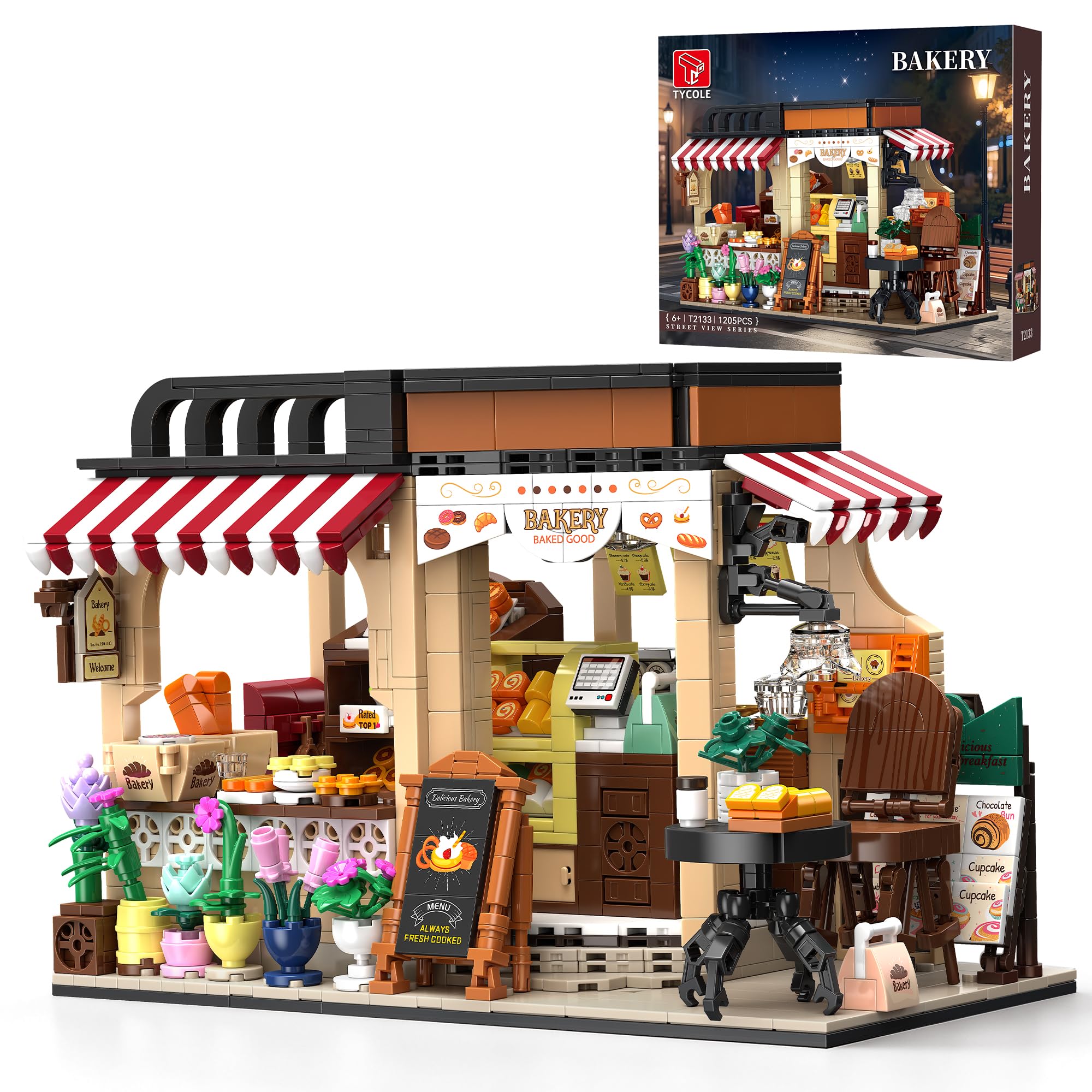 TYCOLE City Baking House Building Blocks Set,1205Pcs Gourmet food-Themed Construction Toy, STEM Bricks, Fun Decorations for Home & Office, Birthday Gift Idea for 6+ Year Old Boys and Girls & Adults
