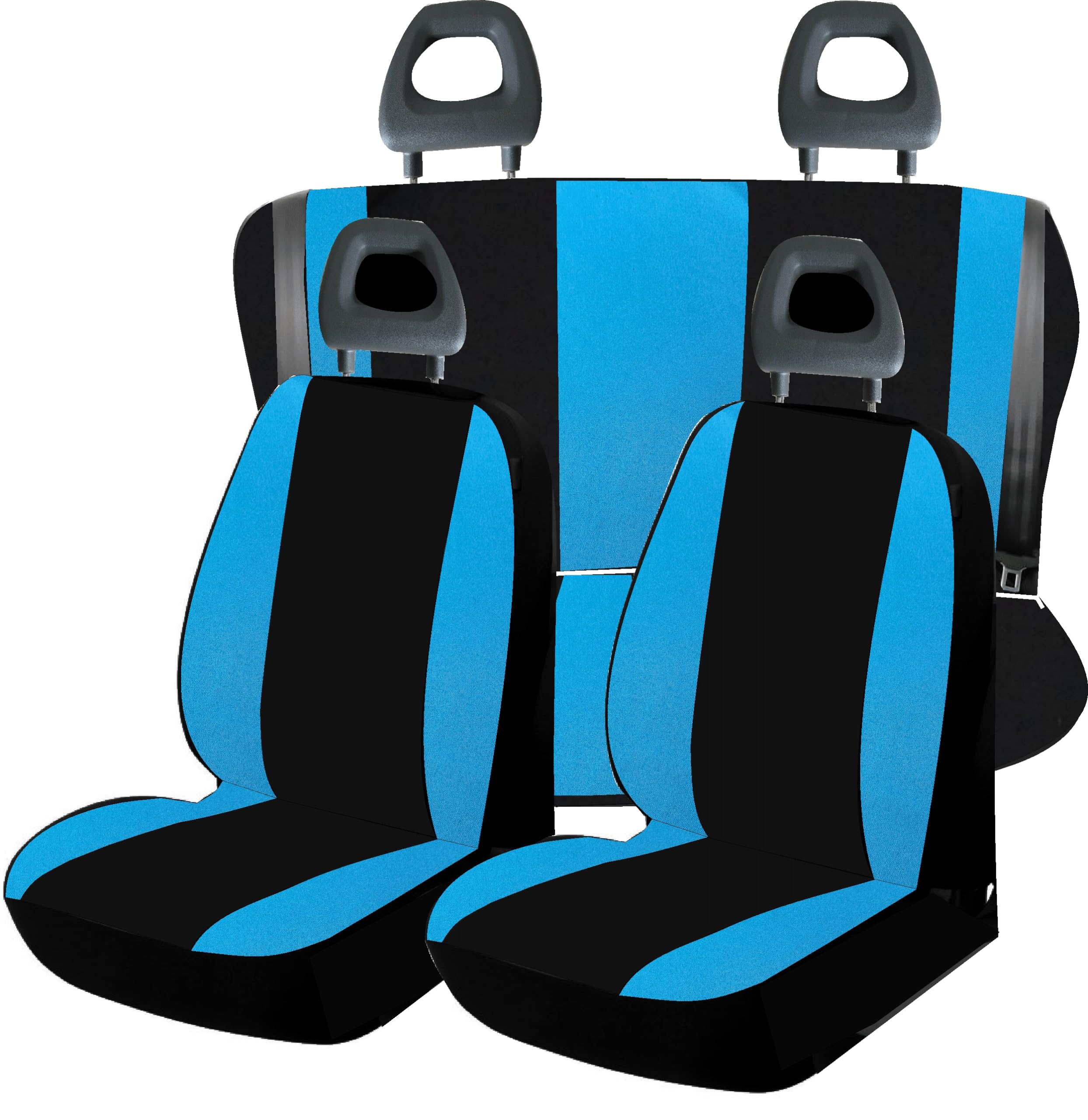 set di coprisedili auto compatibili con panda (2003/2012) in cotone turchese/nero 100% made in italy, varie versioni dei sedili posteriori