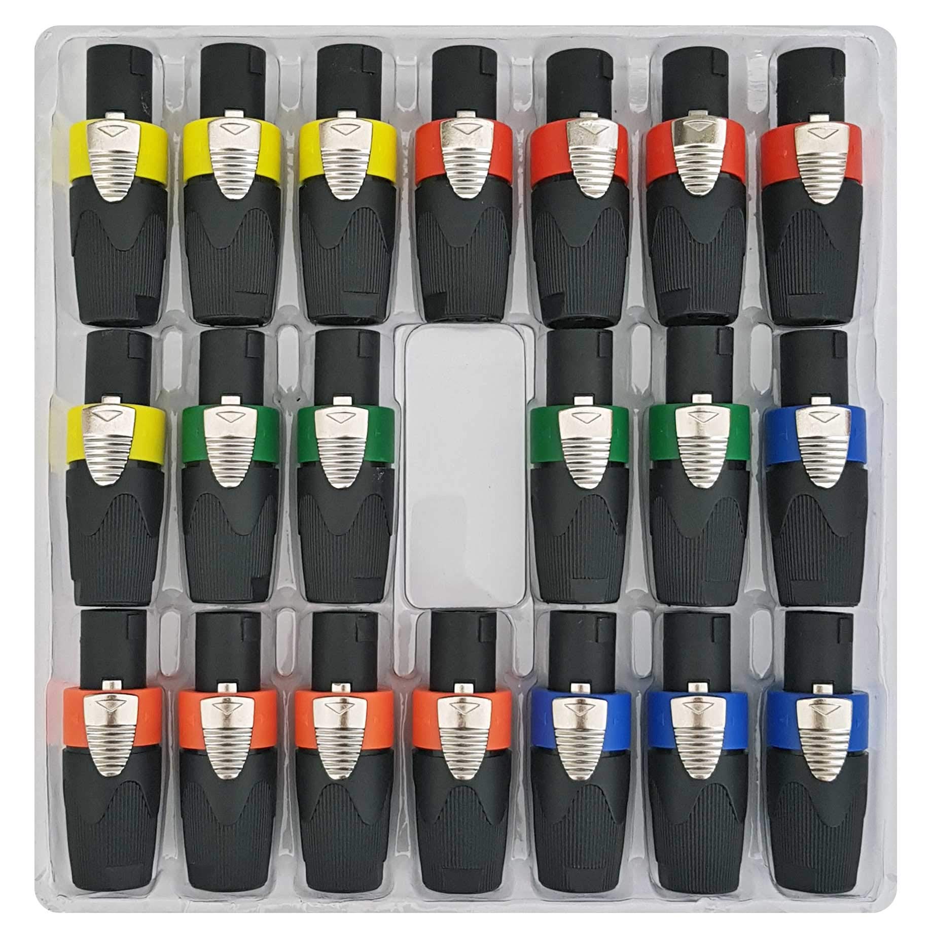 Set 20 Connettori Speakon 4 Poli Maschio Colorati per Casse e Mixer Audio
