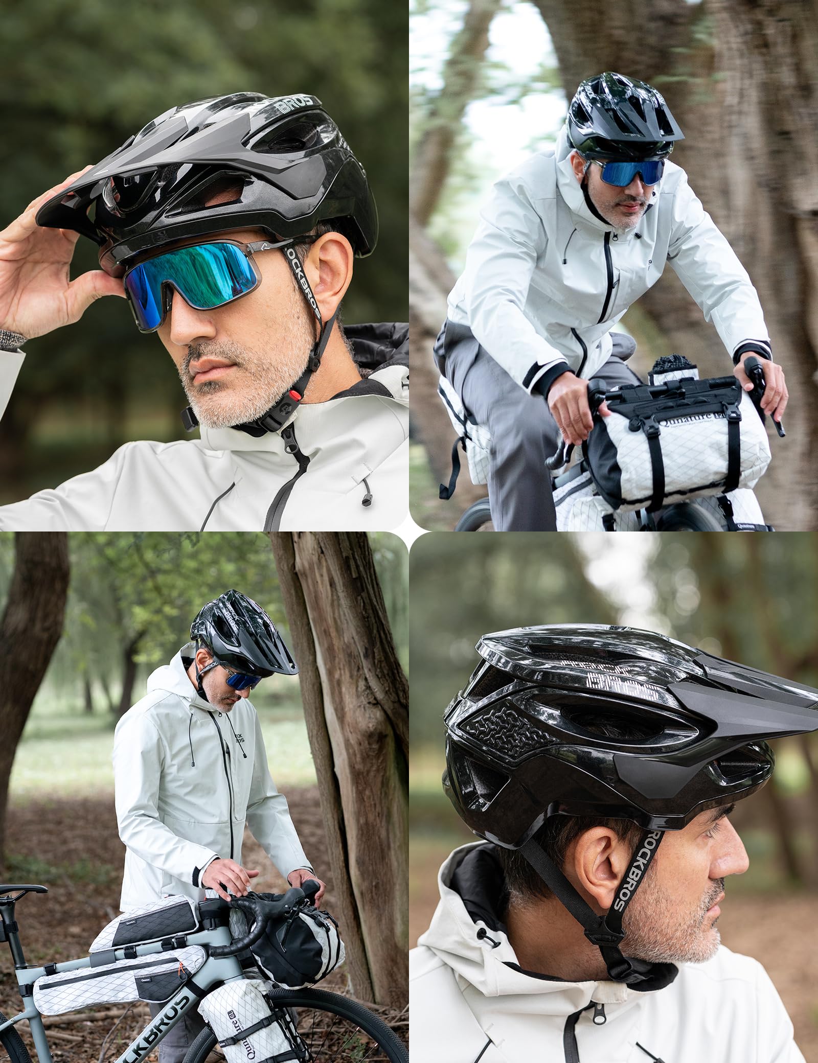 ROCKBROS Casco da Bicicletta con Visiera Regolabile Casco Bici Protezione Massima, Ventilazione Eccellente e Traspirante, con Chiusura Magnetica, Uomo Donna per MTB Ciclismo Downhill 58-62cm