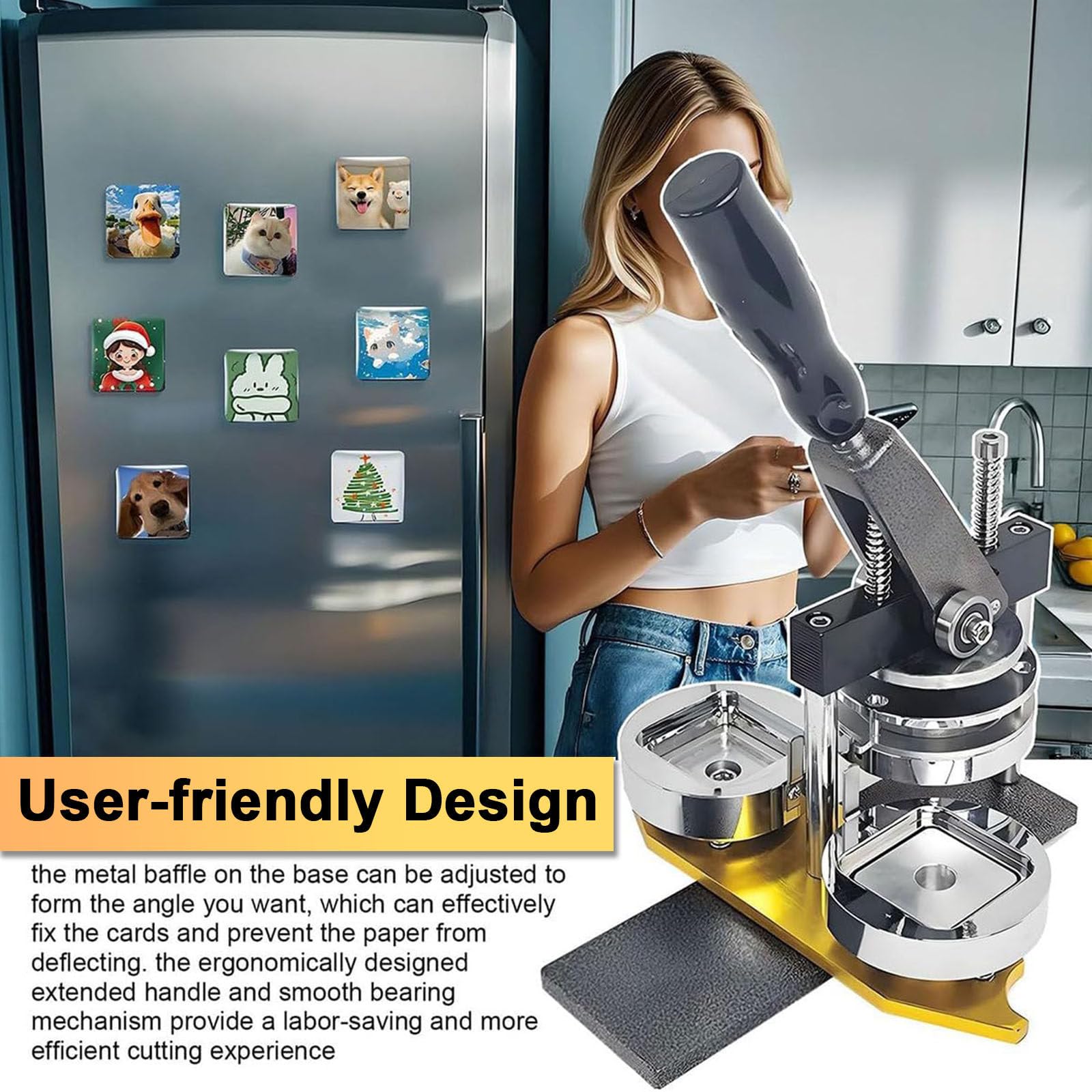 Máquina para Hacer imanes fotográficos instantáneos para Aficionados al Bricolaje: Kit de Prensa de 5 x 5 cm, Incluye Herramienta para Cortar Papel.