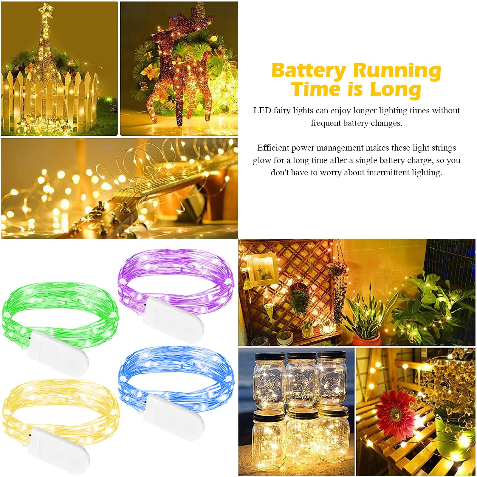 Dufuso 12 x 20 LED lichtketting batterij decoratie voor Halloween, Kerstmis, feest, mini led lichtketting met batterij CR2032, 2 m warm wit koper Dufuso 12 x 20 LED lichtketting batterij decoratie voor Halloween, Kerstmis, feest, mini led lichtketting met batterij CR2032, 2 m warm wit koper