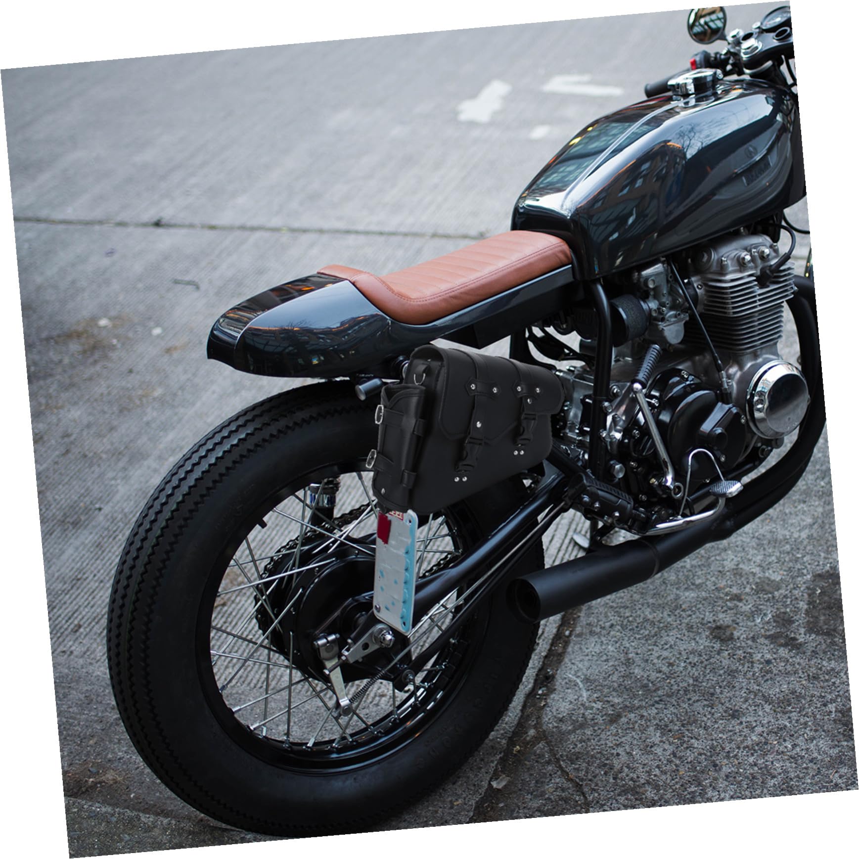 BESPORTBLE Borsa Laterale Moto con Portabottiglia, Pu Nero, Sgancio Rapido | Capienza Ampia, Fibbia a Sgancio Rapido, Accesso Facile, per Bici da Strada e Piccoli Oggetti
