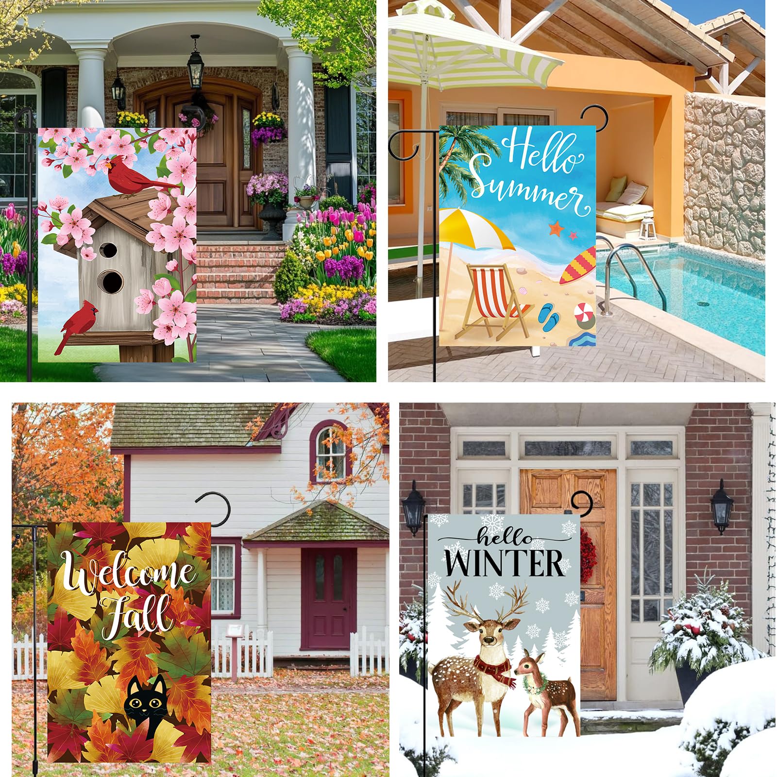 12-Pack Seasonal Garden Flags - 12x18 Inch Double Sided Burlap, Holiday & Yard Decor For Year Round