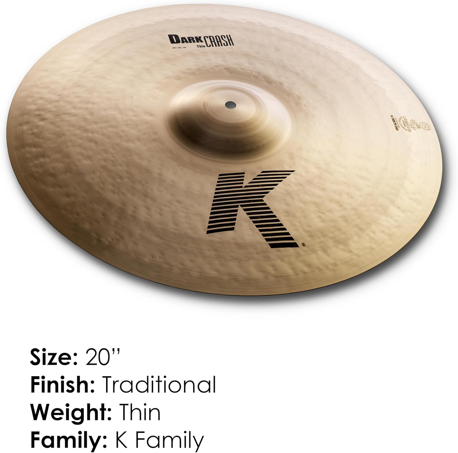 Zildjian 20 inch K Zildjian Dark Thin Crash Cymbal