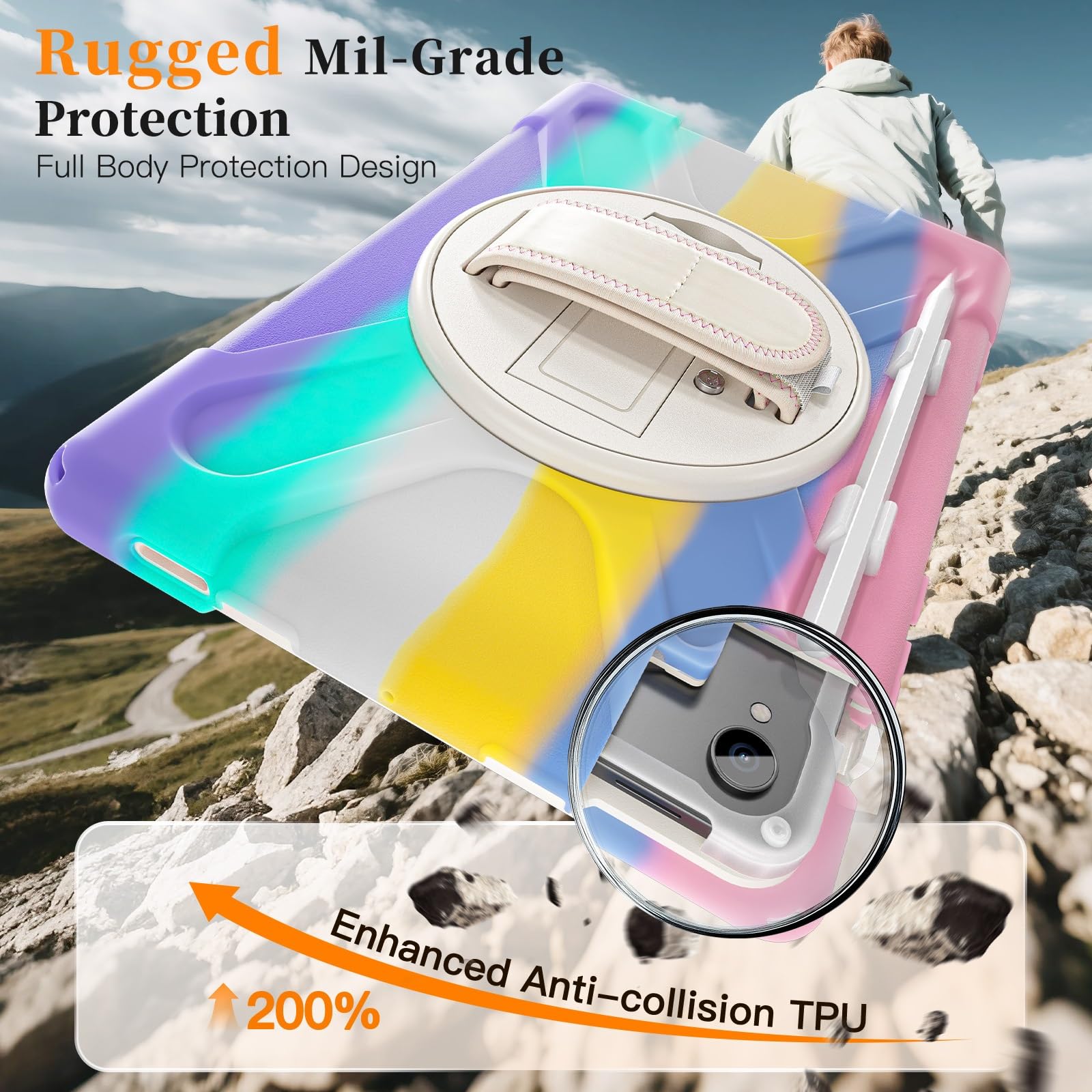 Kompatybilne z Samsung Galaxy Tab S11 5G 27.6 cm model 2025 (SM-X730/X736B) etui z uchwytem na długopis, wytrzymałe, odporne na wstrząsy i upadki, pokrowiec ochronny na pasek na ramię dla dzieci