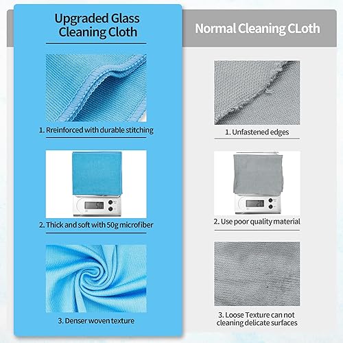 Miniatura 8 de HOMERHYME Paño de Limpieza de Vidrio de Microfibra, Paquete de 6 Trapos de Limpieza de Vidrio para Ventanas, Paños de Pulido Reutilizables Sin