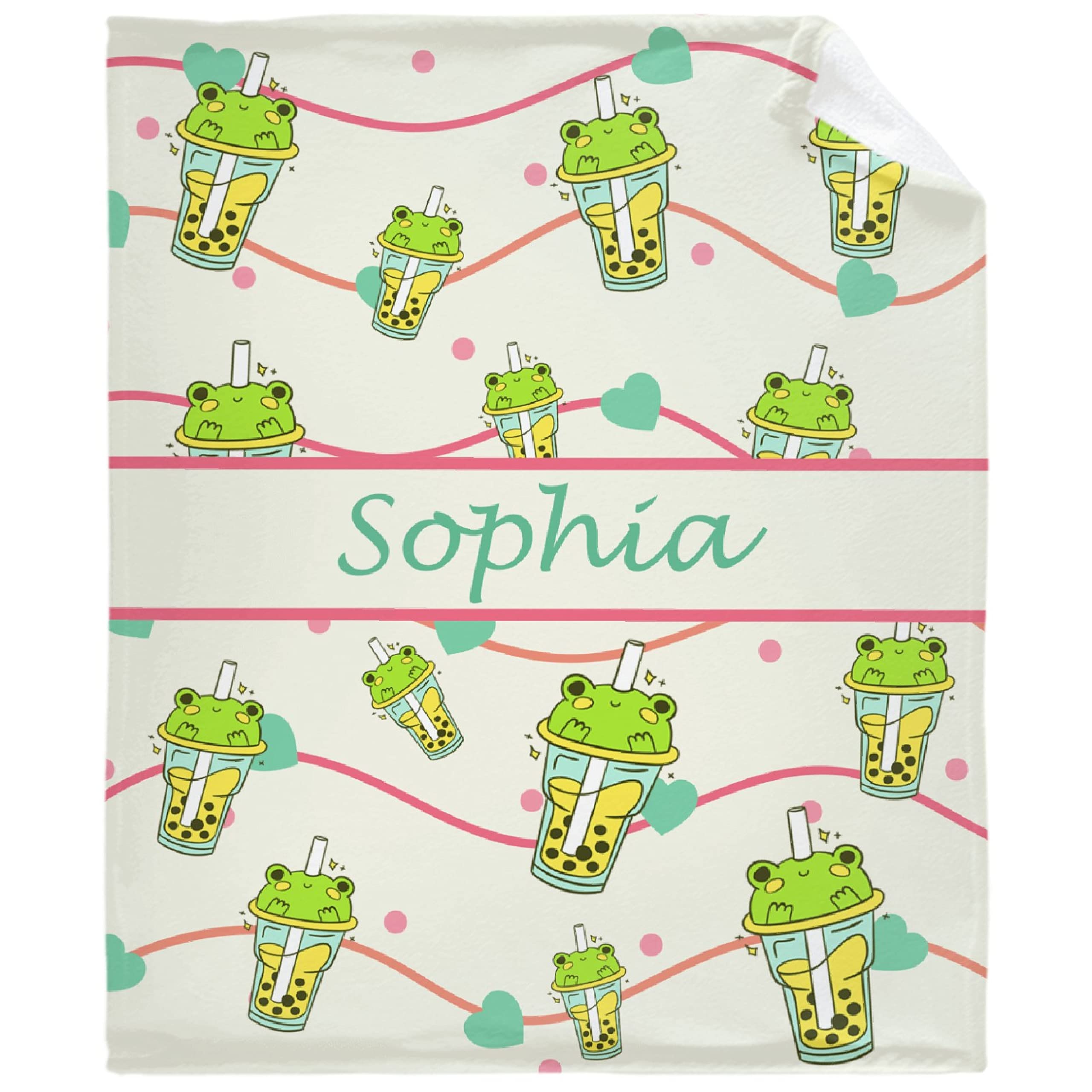 Todeyya Personalized Cute Frogs Blanket with Name, Custom Blanket for Boys Girls, Custom Name Gift for Birthday Chirstmas Anniversary Soft Plush Blanket Warm for Couch Bed S 50