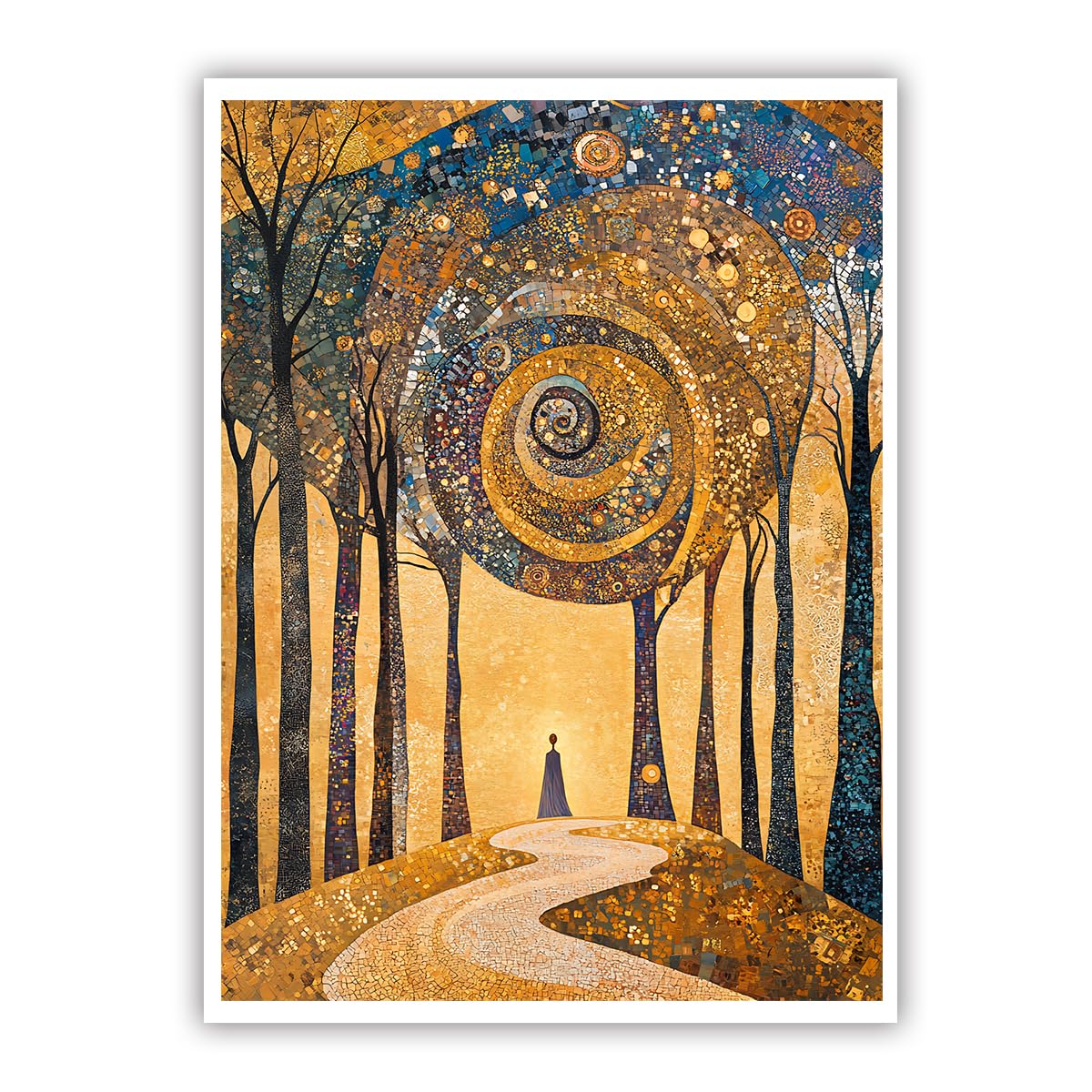 Oshionarte Golden Canvas Wall Art Poster Mystic Tree Of Life Landscape Canvas Prints Gustav Klimt Style Whirlpool Prints Home Decoration 40X50cm Frameless