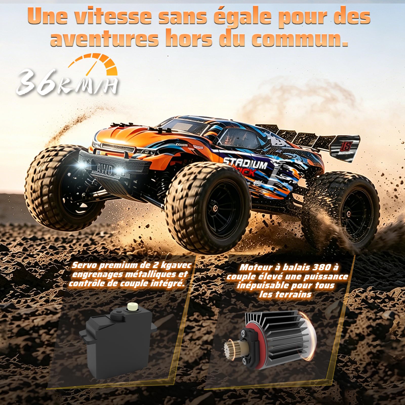 HAIBOXING Voiture Télécommandée 1/18 4WD Voiture RC Monster Truck