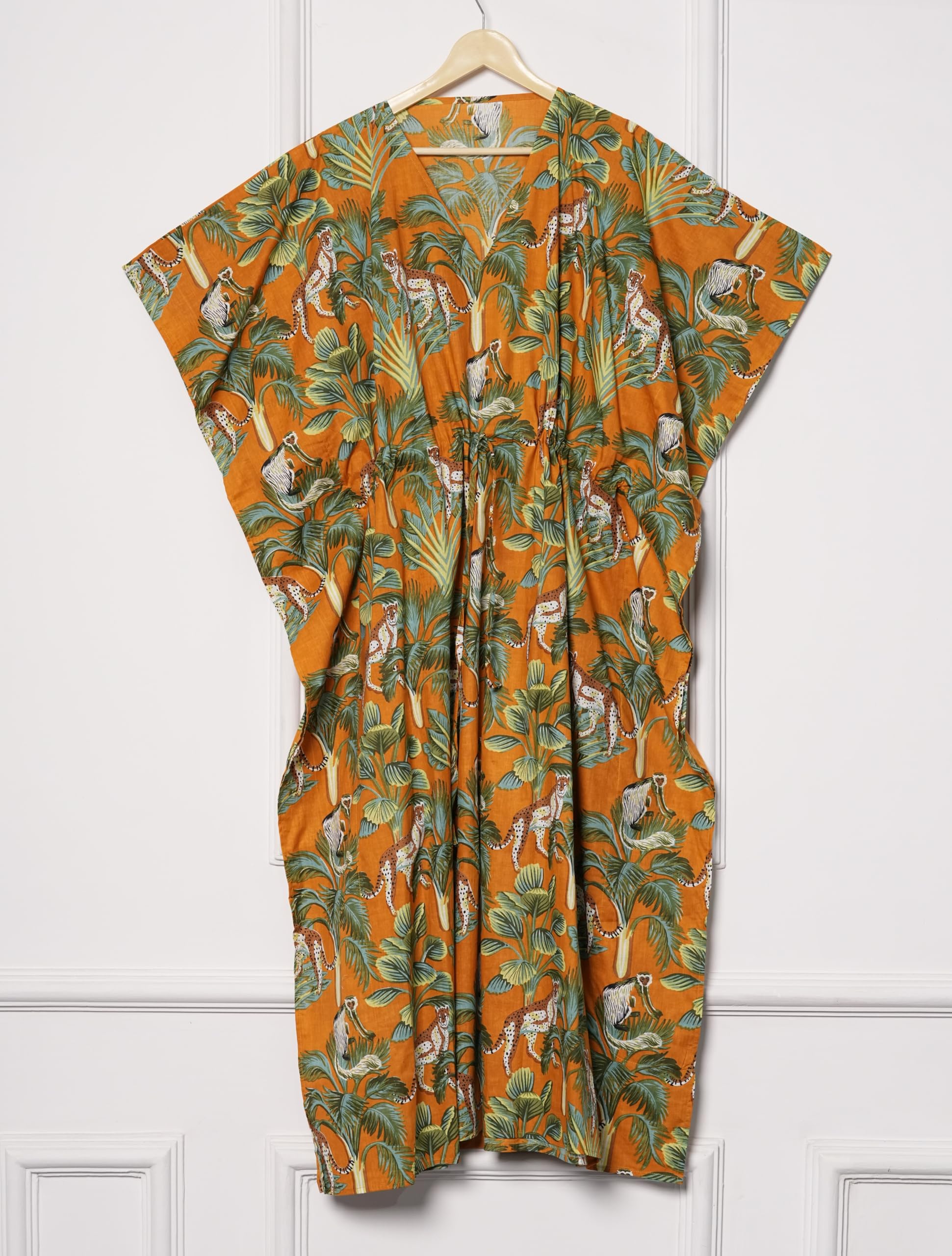 INDACORIFY Indian Hand Block Print Plus Size Dress Indian Cotton Kaftan Long Maxi Robe Boho Summer Night Wear Robe Cadeaux pour Elle