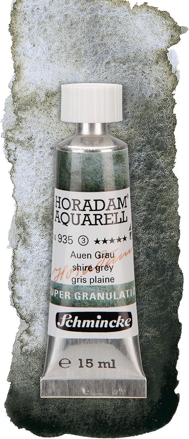 Schmincke - HORADAM® AQUARELL, Super- Granulation Set Shire, 5 x 15 ml tubes, 74 867 097, wooden box, very strong granulating colors, finest, supergranulating watercolors