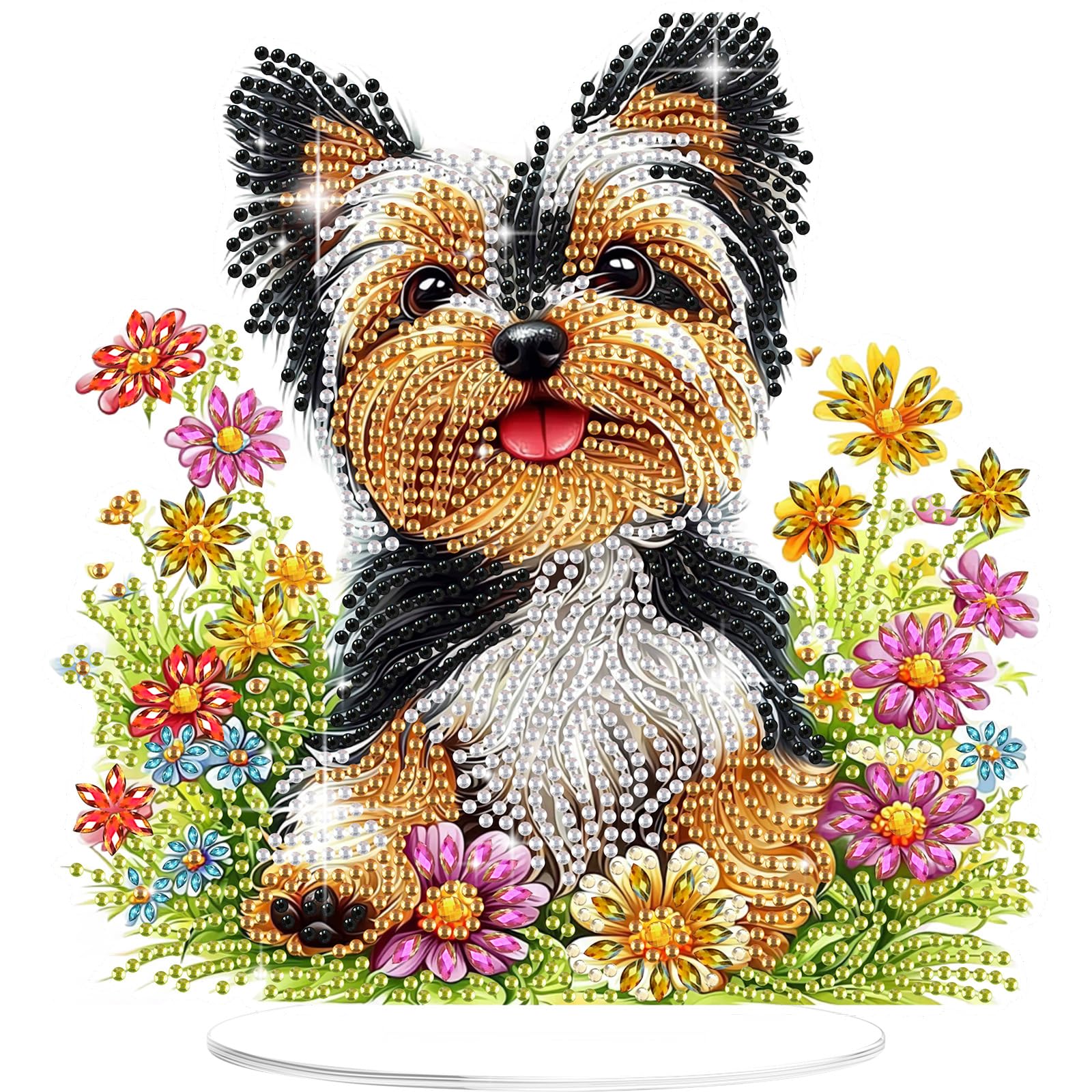 Dog Diamond Painting Desktop Ornament, Diamond Art Painting Kit for Adults, Crystal Diamond Gem Art Tabletop Ornaments Double Sided, Stand Up Diamonds
