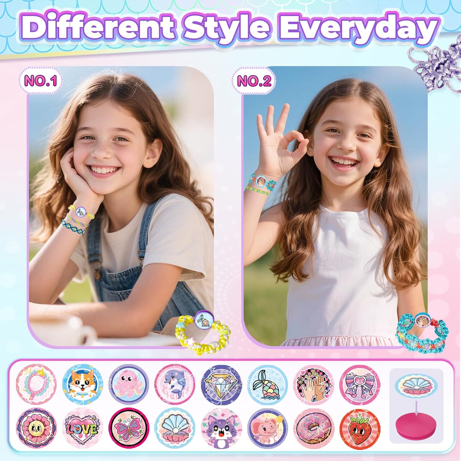 2-in-1 Friendship Bracelet Making Kit, Arts and Crafts for Girls Ages 8-12, Jewelry Making Kit＆DIY Travel Activity Toys Set, Christmas Birthday Gifts for 6 7 8 9 10 11 12 Year Old Teen Girls (Pink) - Image 7