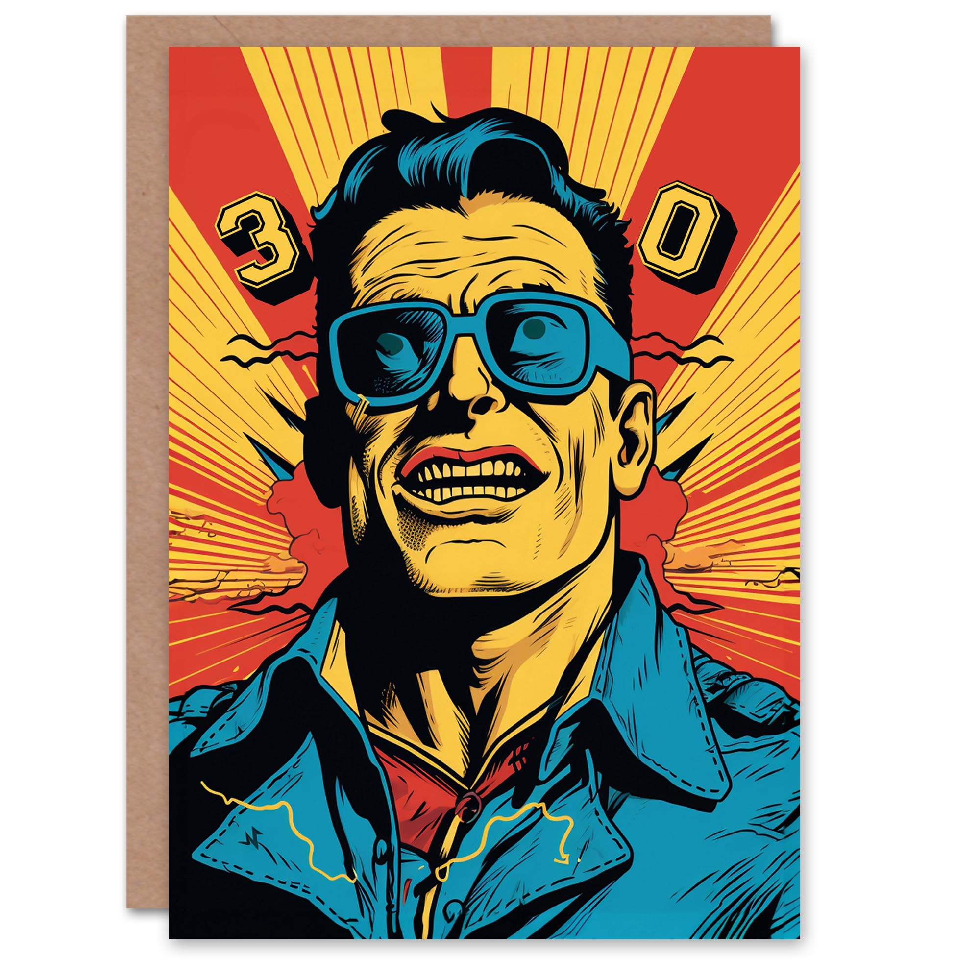 Artery8 Birthday Greeting Card Retro Comic Super Hero Age 30 Year Old 30th For Him