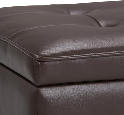 Miniatura 64 de SIMPLIHOME Cosmopolitan - Banco otomano rectangular de transición de 44 pulgadas de ancho con parte inferior abierta en piel sintética vegana gris